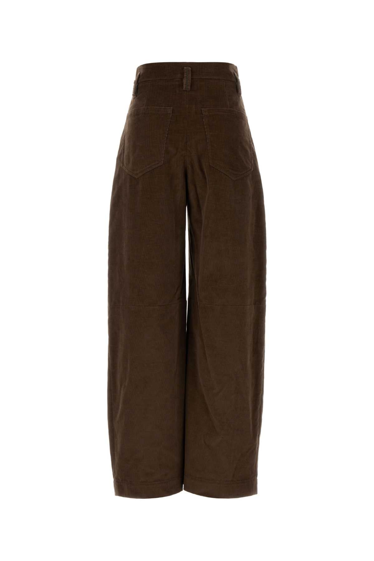 Brunello Cucinelli Women Brown Corduroy Wide-Leg Pant BRUNELLO CUCINELLI