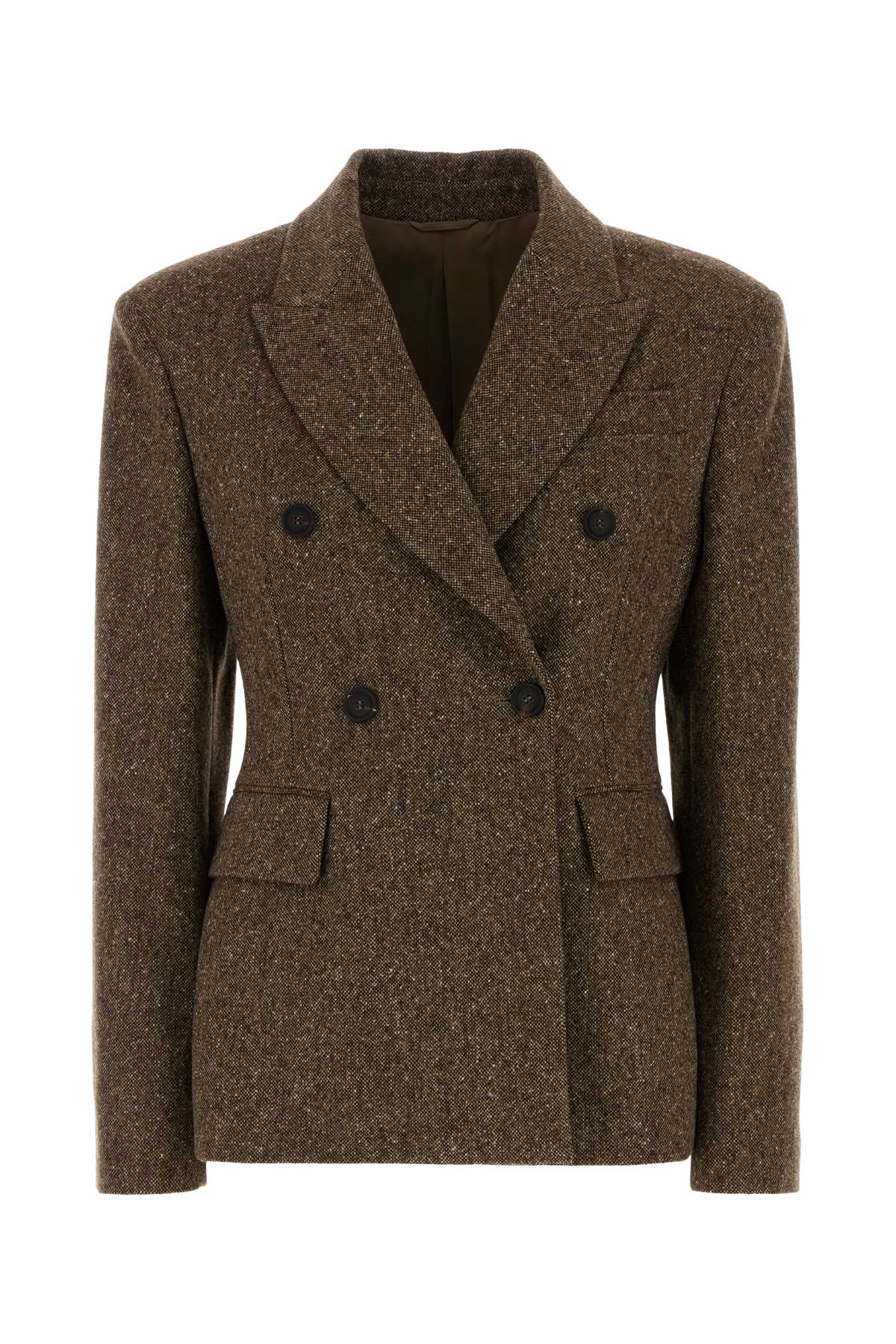Brunello Cucinelli Women Melange Brown Wool Blend Blazer BRUNELLO CUCINELLI