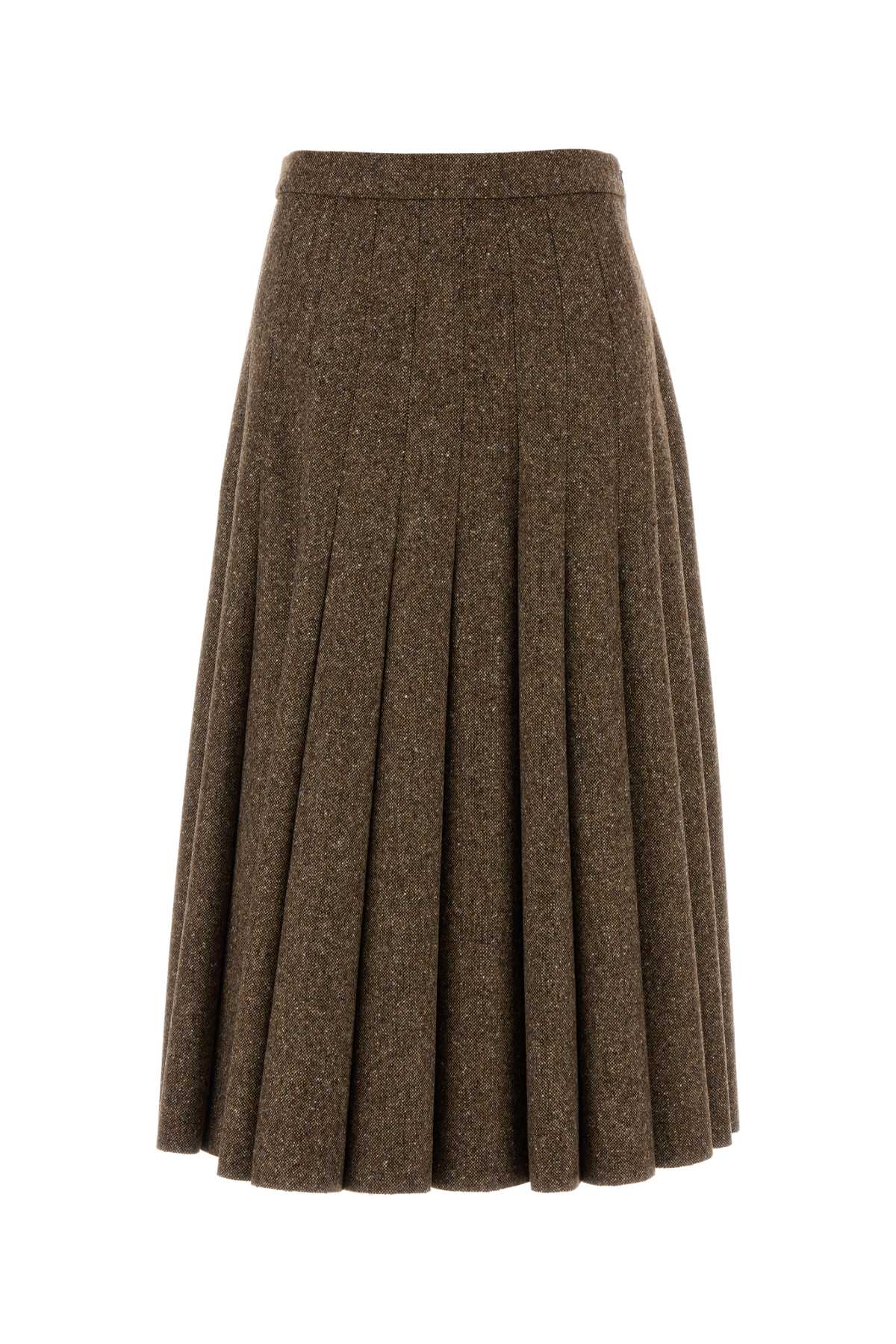 Brunello Cucinelli Women Melange Brown Wool Blend Skirt BRUNELLO CUCINELLI