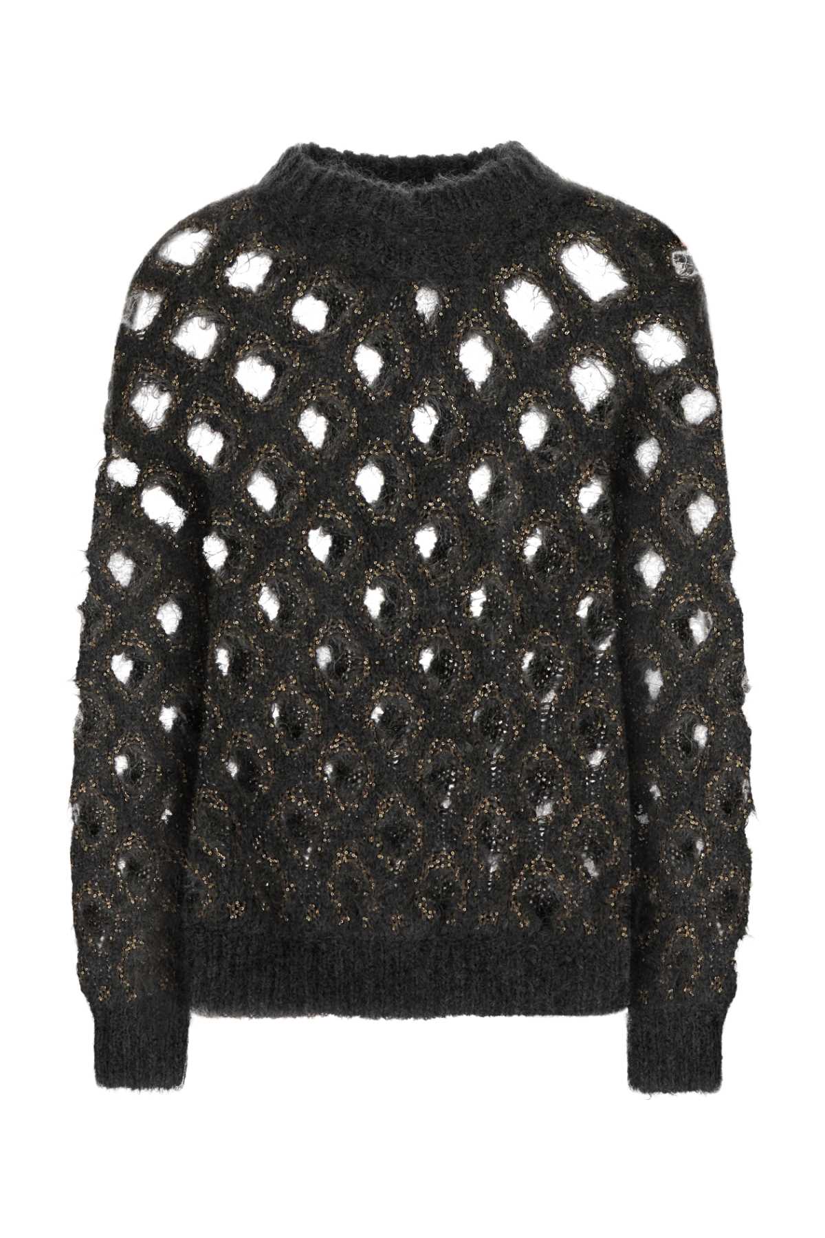 Brunello Cucinelli Women Dark Grey Mohair Blend Oversize Sweater BRUNELLO CUCINELLI