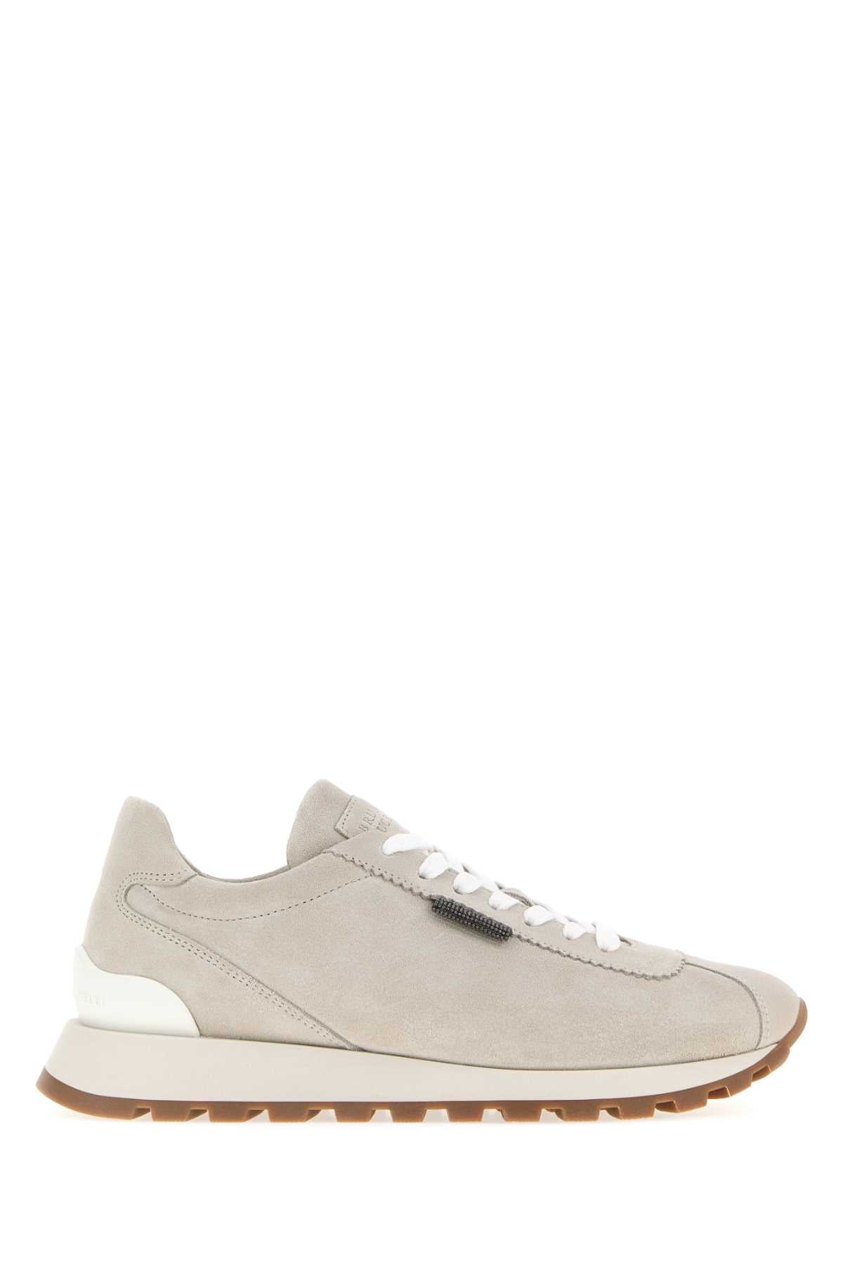 Brunello Cucinelli Women Light Grey Suede Sneakers BRUNELLO CUCINELLI