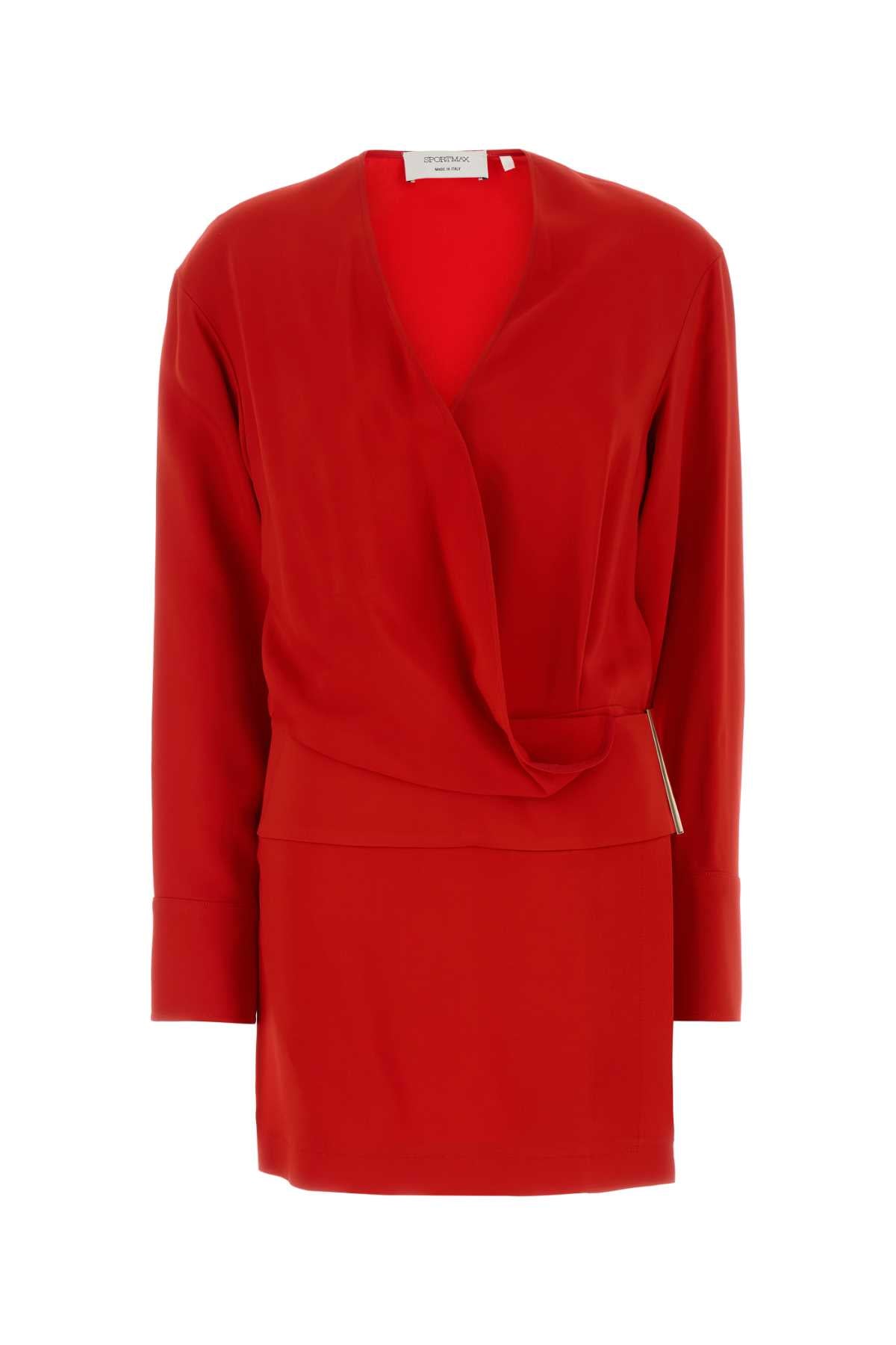 Sportmax Women Red Crepe Etere Mini Dress SPORTMAX