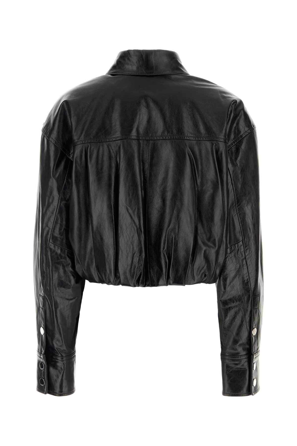 Sportmax Women Black Leather Liuti Jacket SPORTMAX