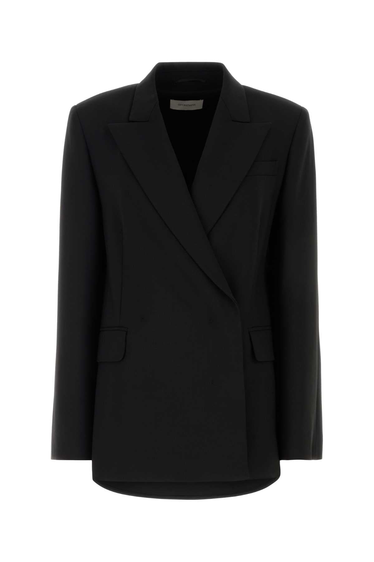 Sportmax Women Black Stretch Gabardine Gestro Blazer SPORTMAX