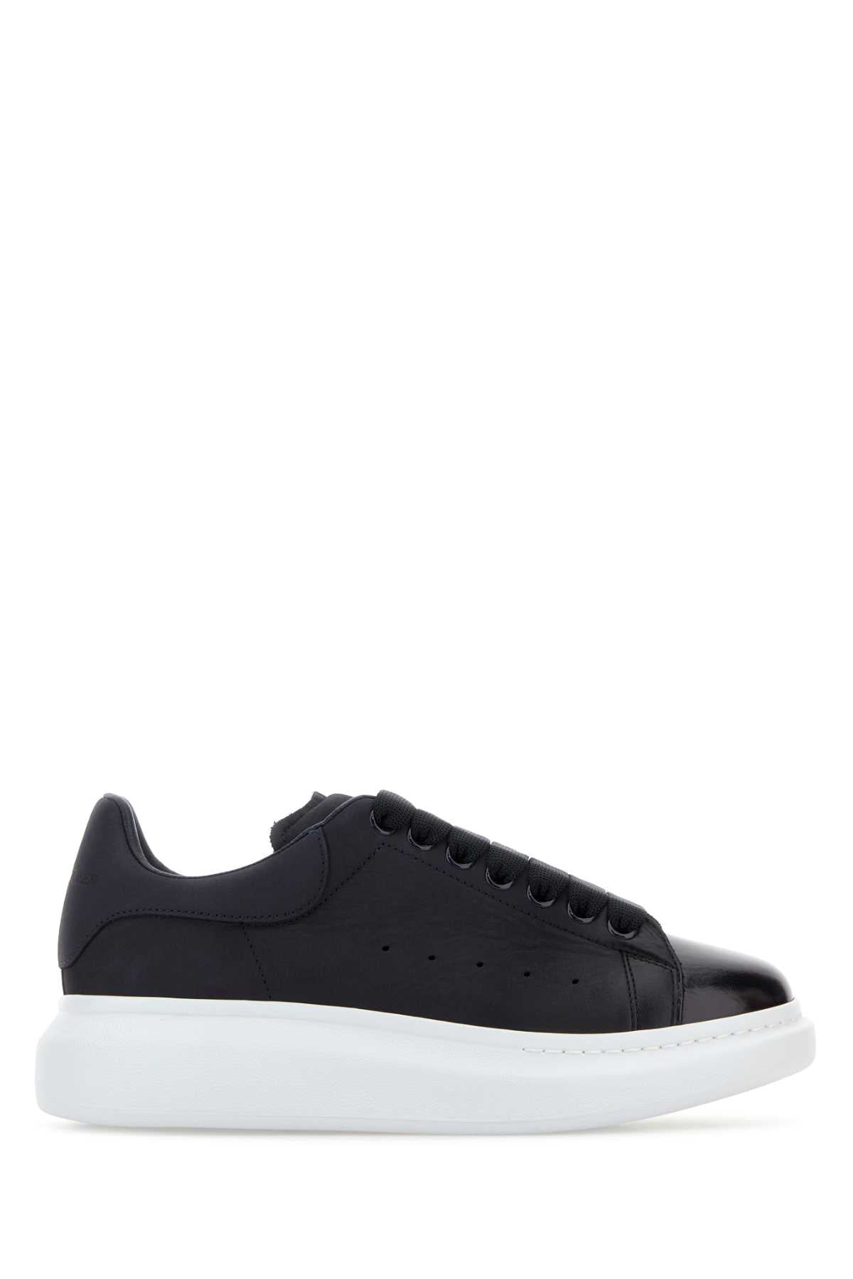 Alexander Mcqueen Men Black Leather Sneakers With Black Heel ALEXANDER MCQUEEN
