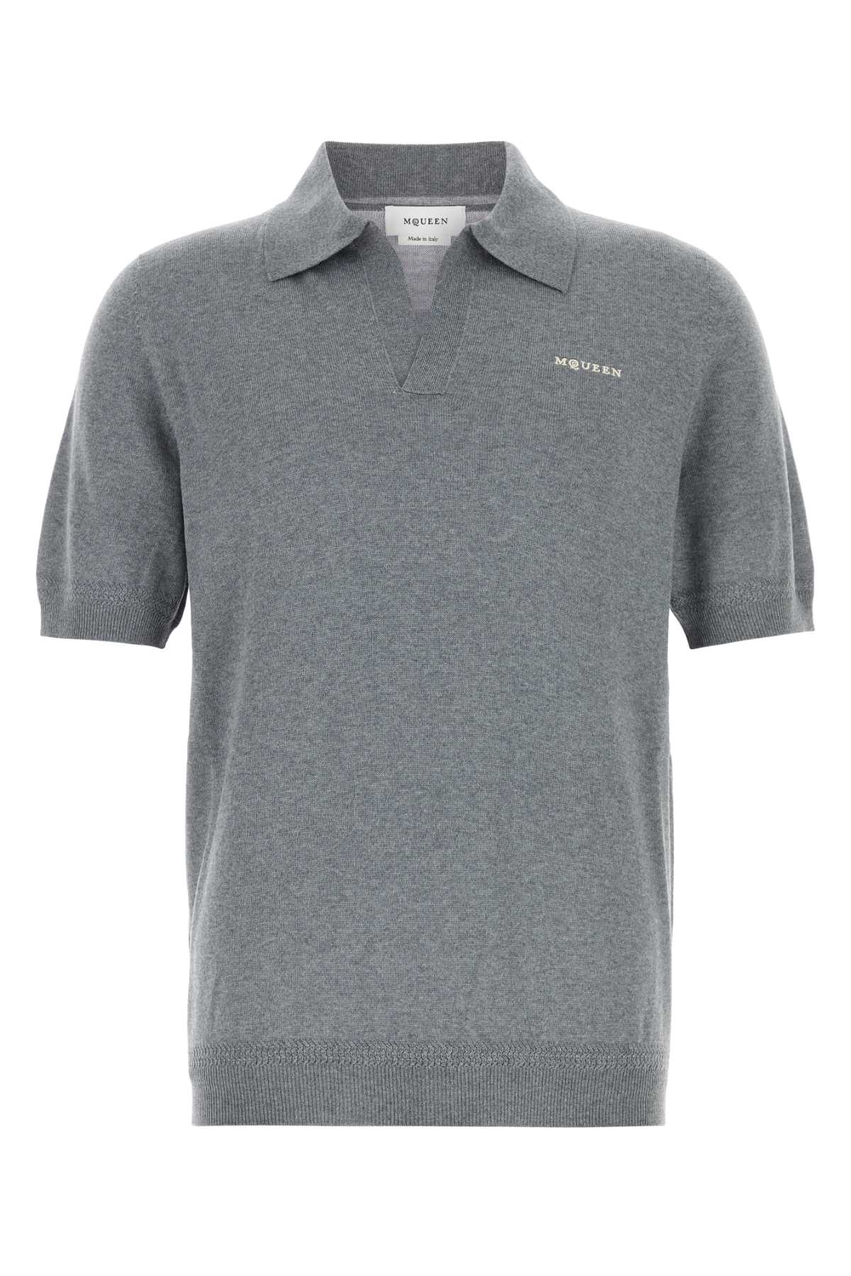 Alexander Mcqueen Men Grey Wool Polo Shirt ALEXANDER MCQUEEN