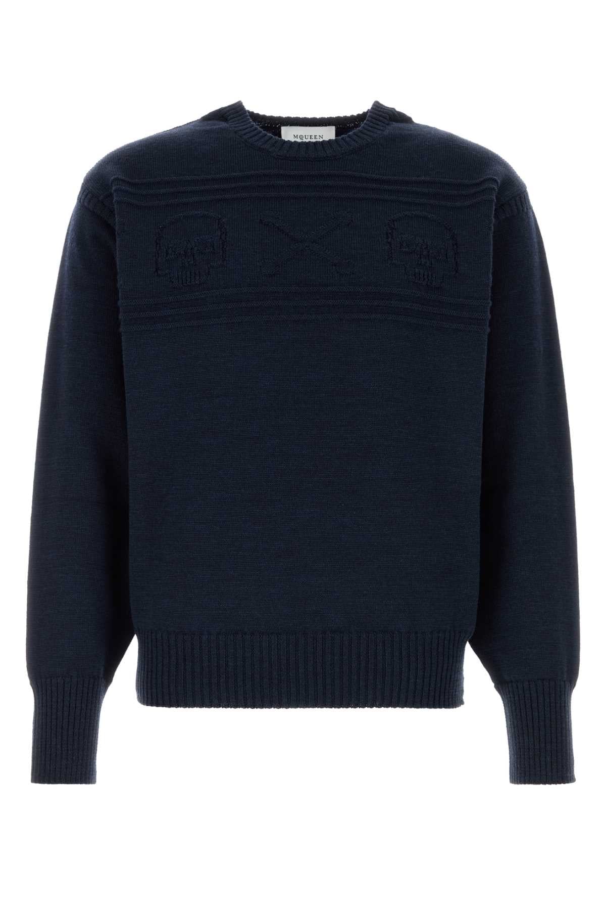Alexander Mcqueen Men Navy Blue Wool Sweater ALEXANDER MCQUEEN