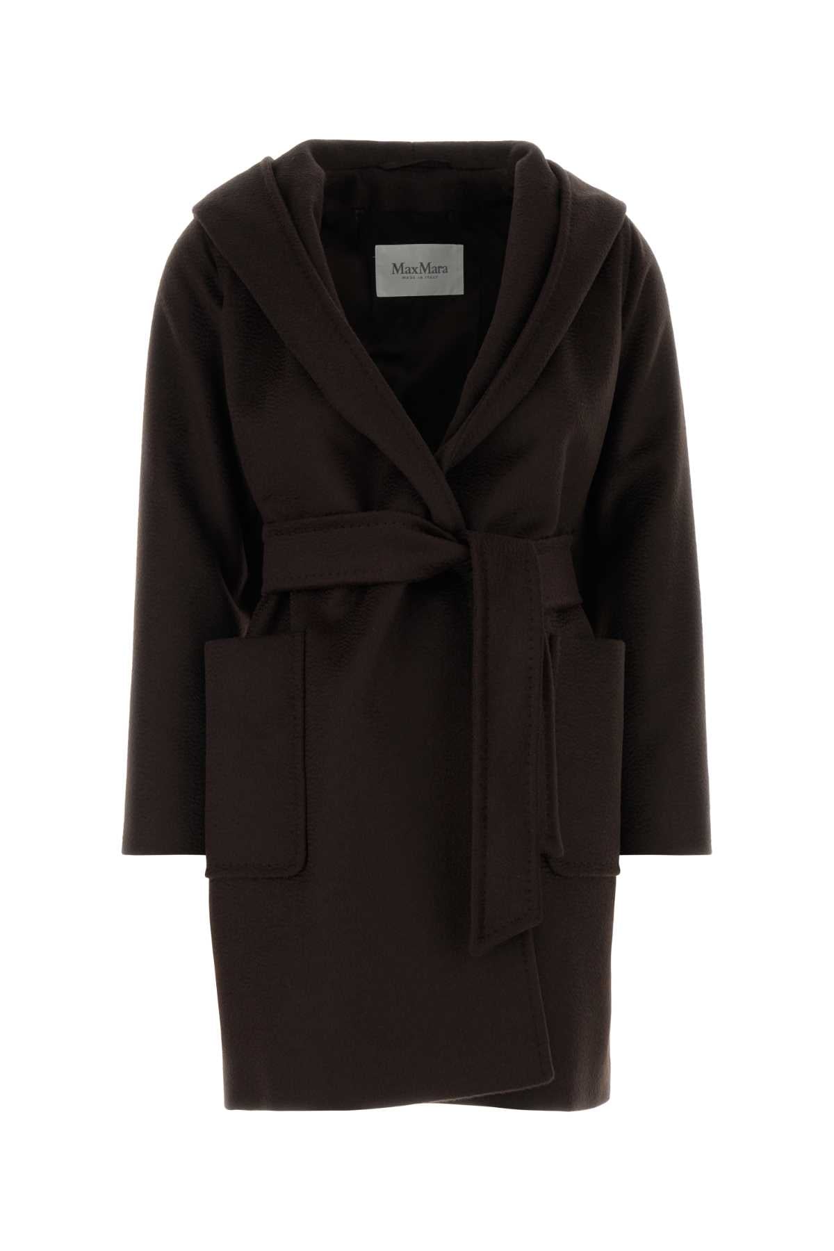 Max Mara Women Dark Brown Camel Rialto Coat MAX MARA