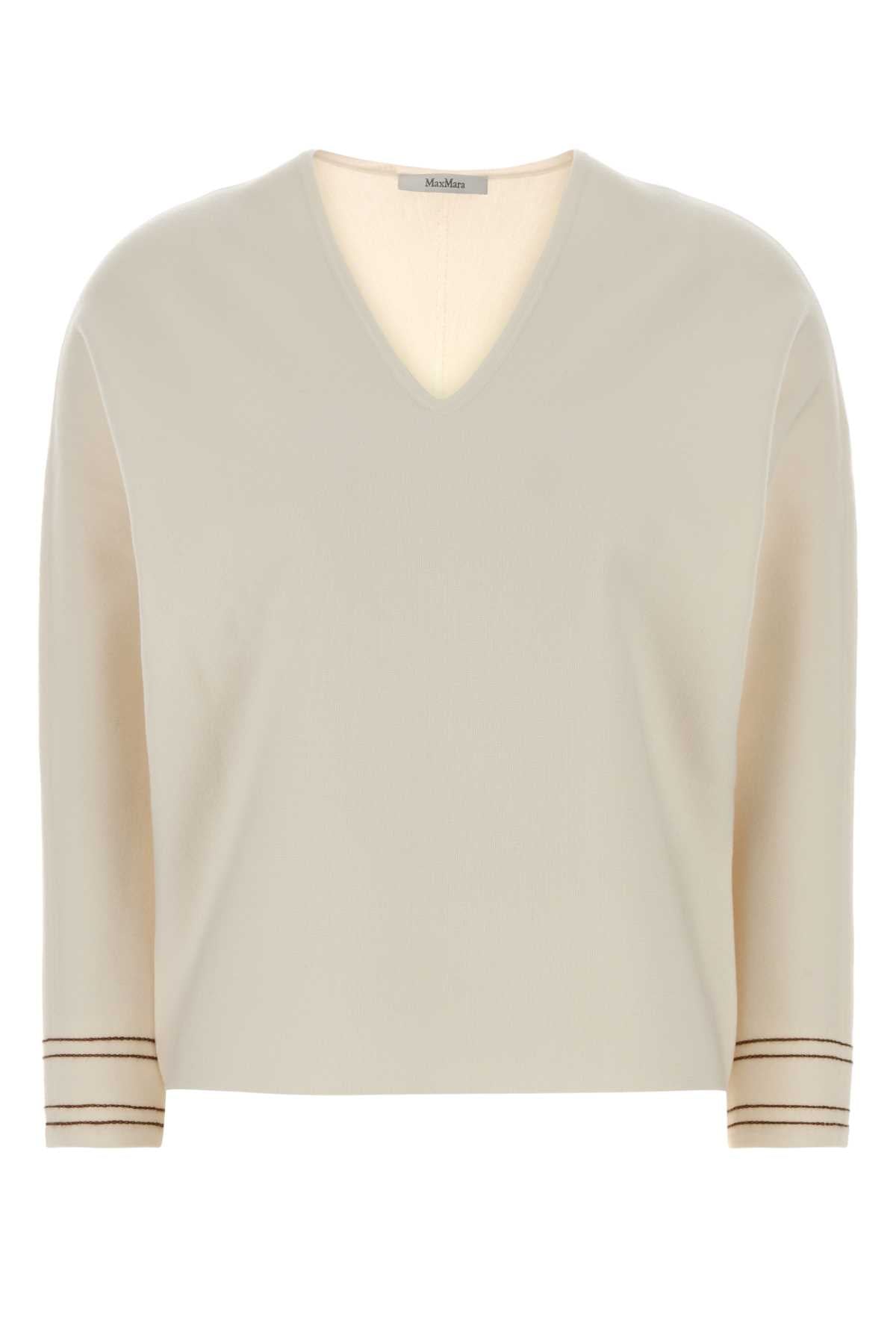 Max Mara Women Ivory Stretch Wool Blend Undici Sweater MAX MARA