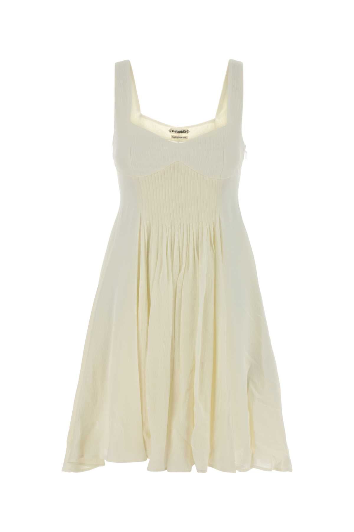 Jw Anderson Women Ivory Crepe Mini Dress J.W. ANDERSON