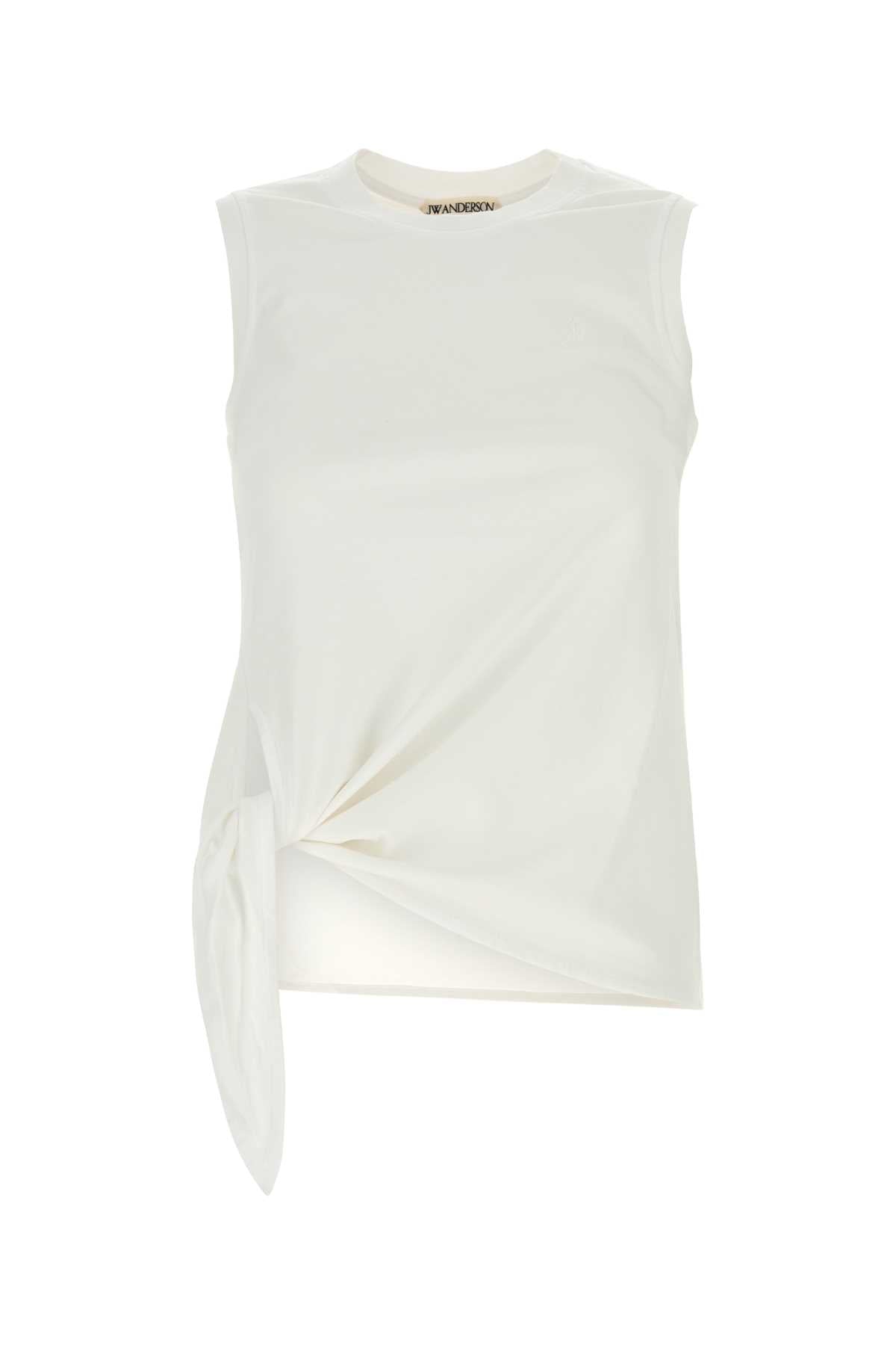 Jw Anderson Women White Cotton Tank Top J.W. ANDERSON