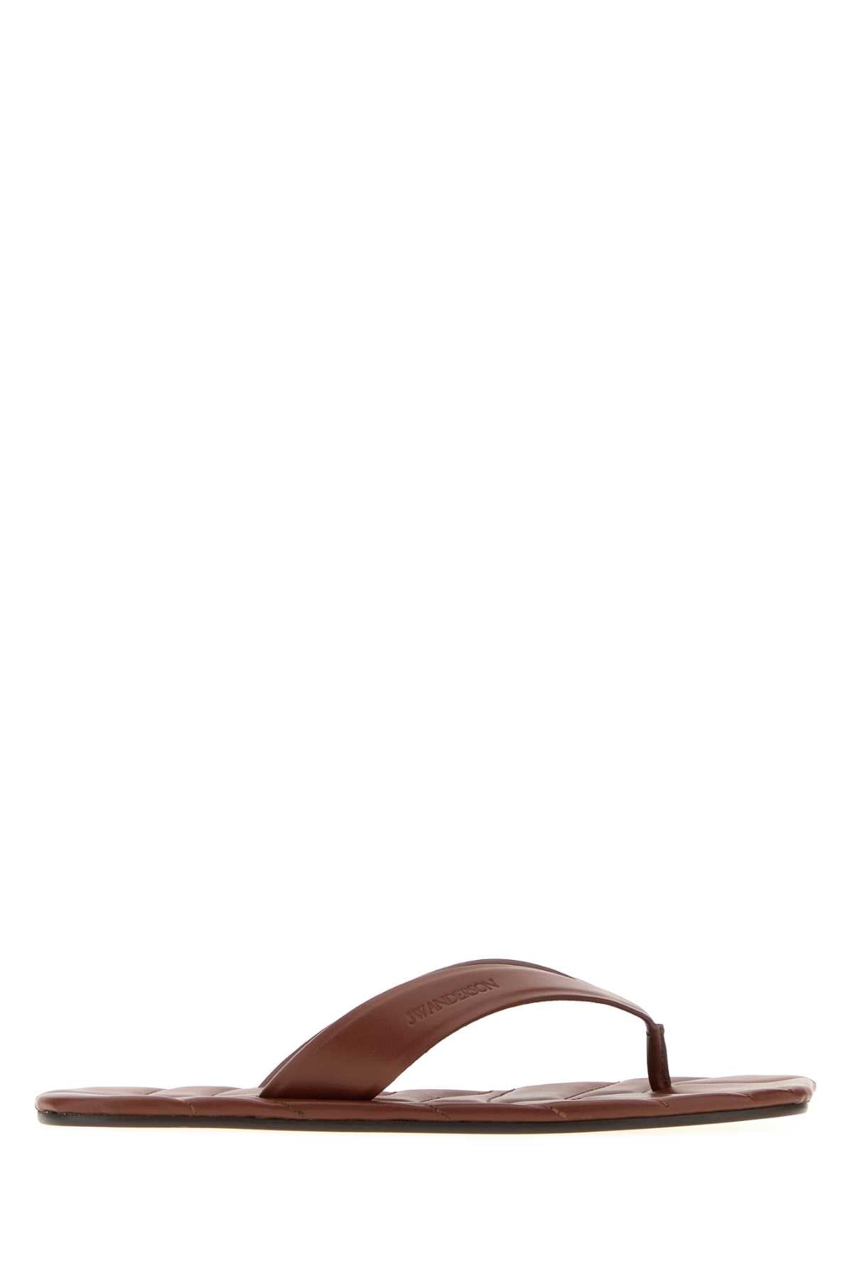 Jw Anderson Women Chocolate Leather Thong Slippers J.W. ANDERSON