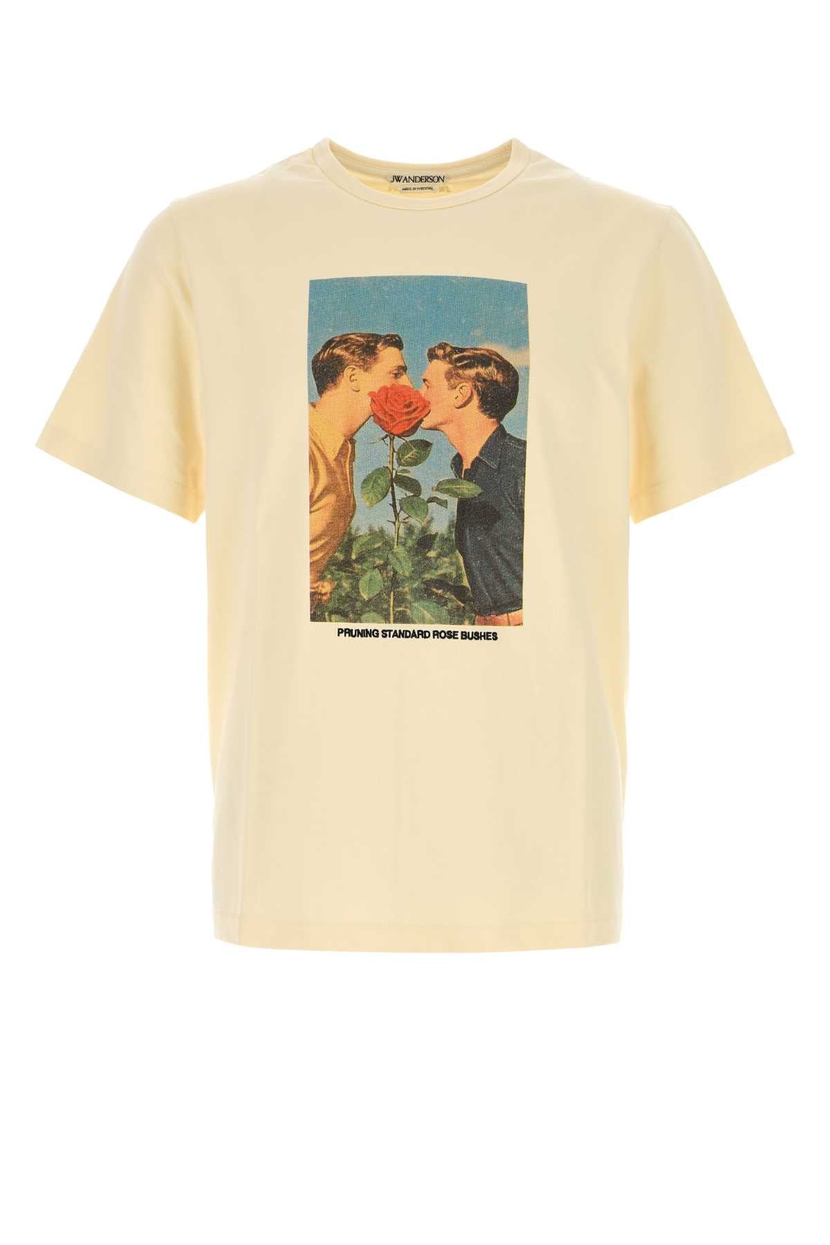 Jw Anderson Men Cream Cotton T-Shirt J.W. ANDERSON