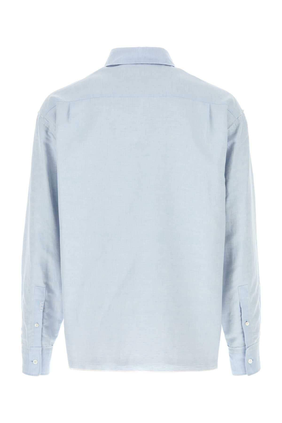 Jw Anderson Men Light Blue Linen Blend Shirt J.W. ANDERSON