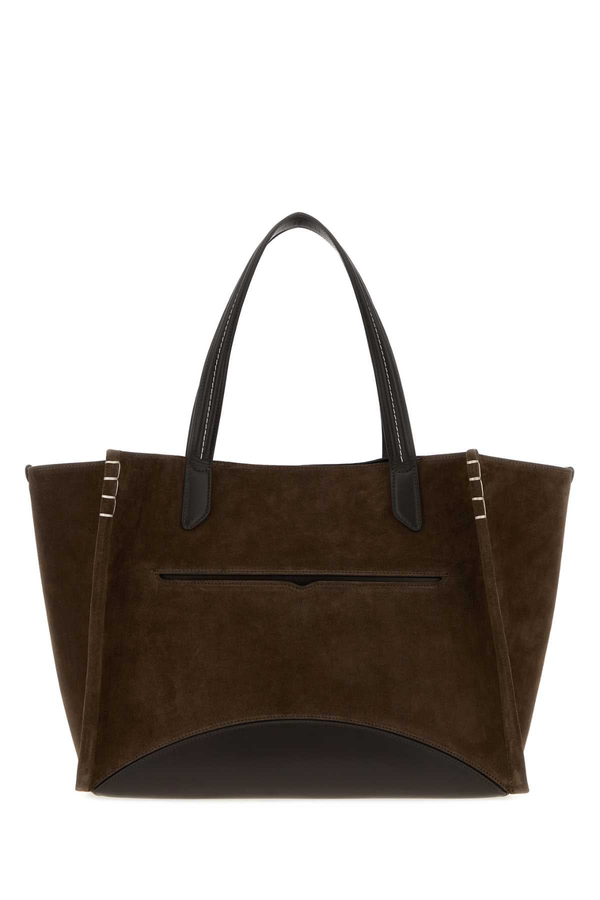 Jw Anderson Women Chocolate Suede Loafer Shopping Bag J.W. ANDERSON