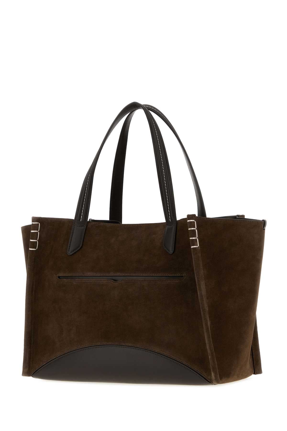 Jw Anderson Women Chocolate Suede Loafer Shopping Bag J.W. ANDERSON
