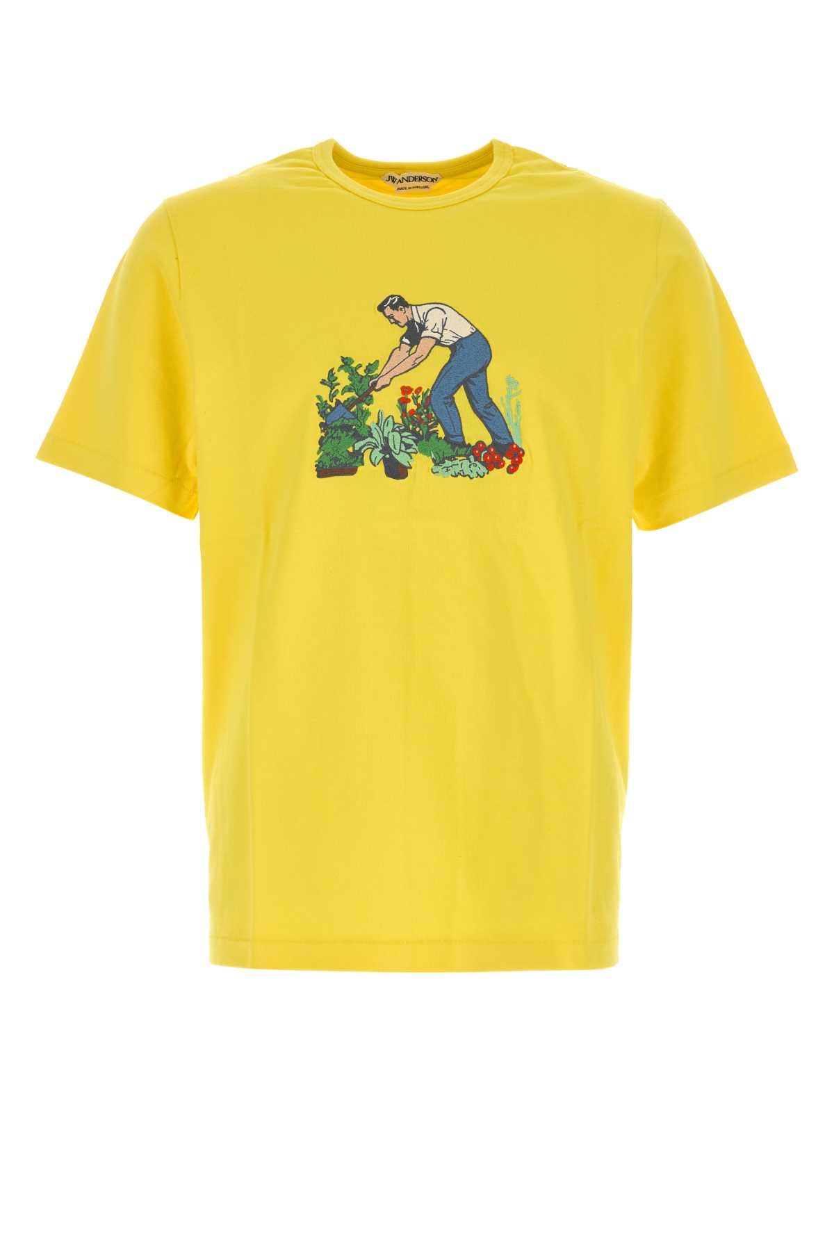 Jw Anderson Men Yellow Cotton T-Shirt J.W. ANDERSON