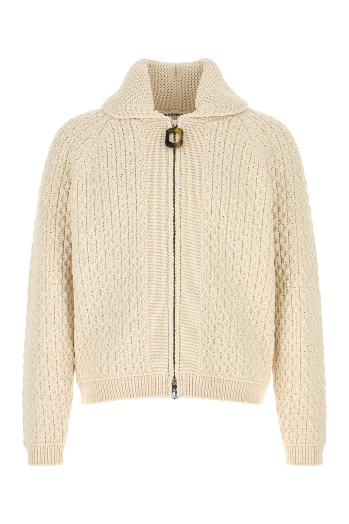 Jw Anderson Men Ivory Cotton Blend Cardigan J.W. ANDERSON