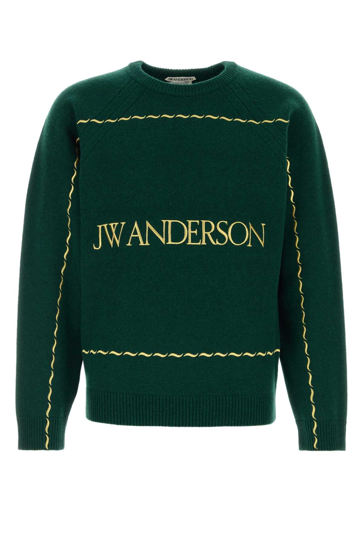 Jw Anderson Men Bottle Green Wool Sweater J.W. ANDERSON