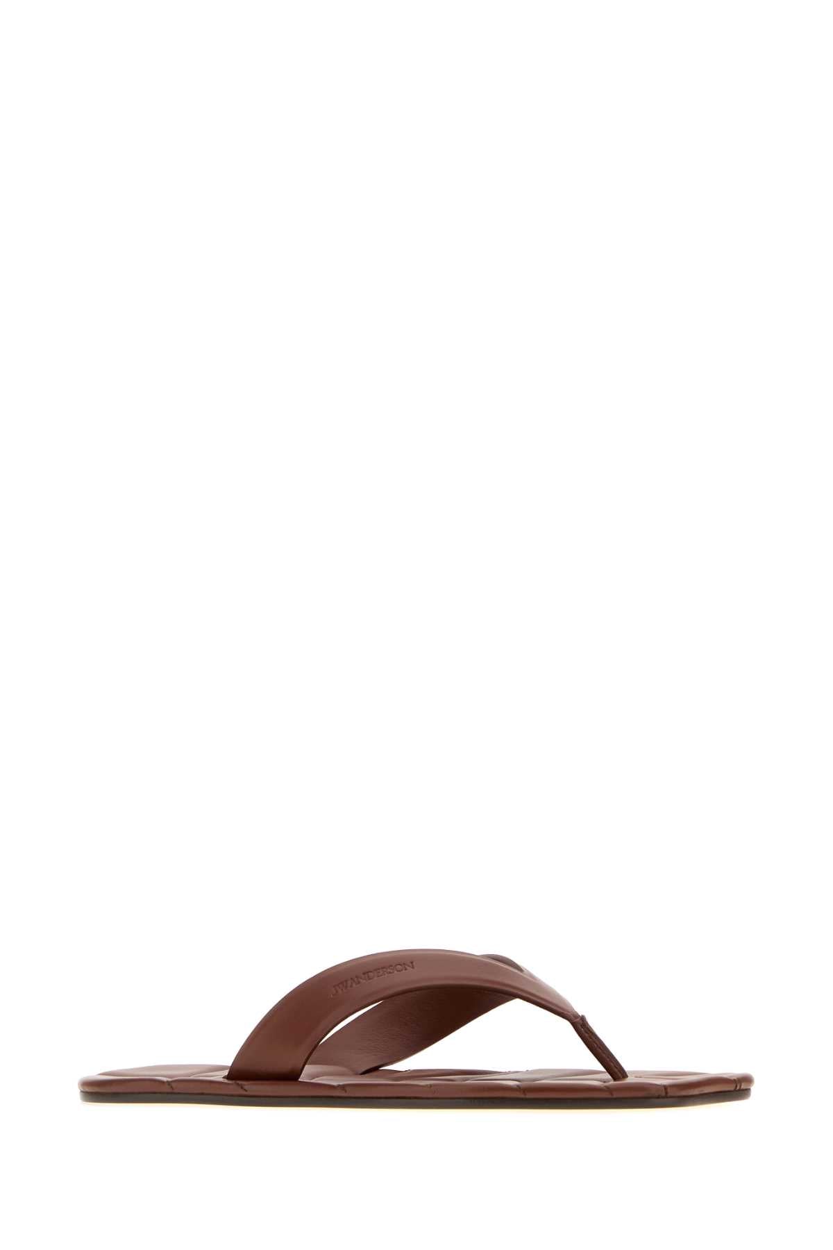 Jw Anderson Men Chocolate Leather Thong Slippers J.W. ANDERSON
