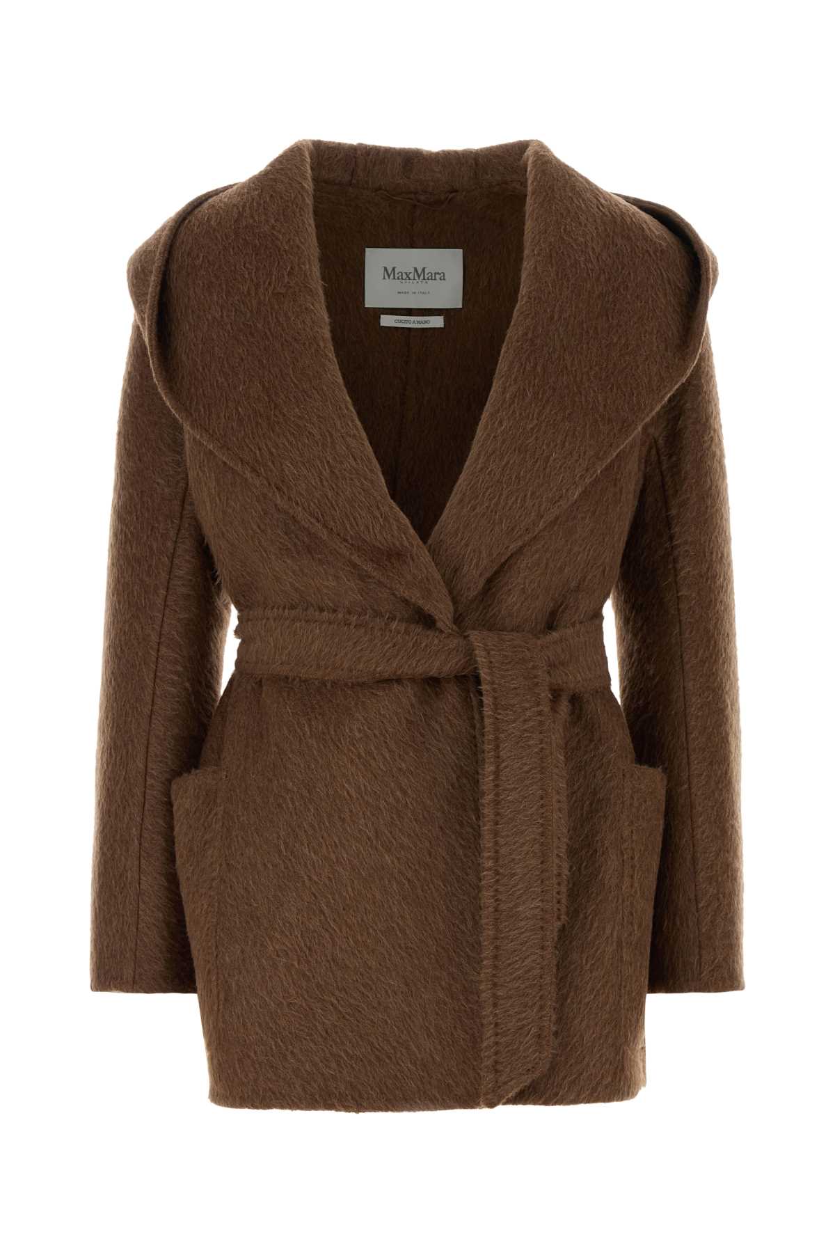 Max Mara Women Brown Camel Blend Gold Coat MAX MARA