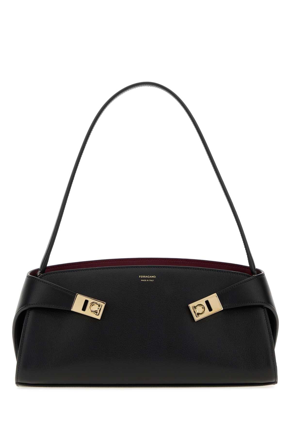 Salvatore Ferragamo Women Black Leather Hug Shoulder Bag FERRAGAMO