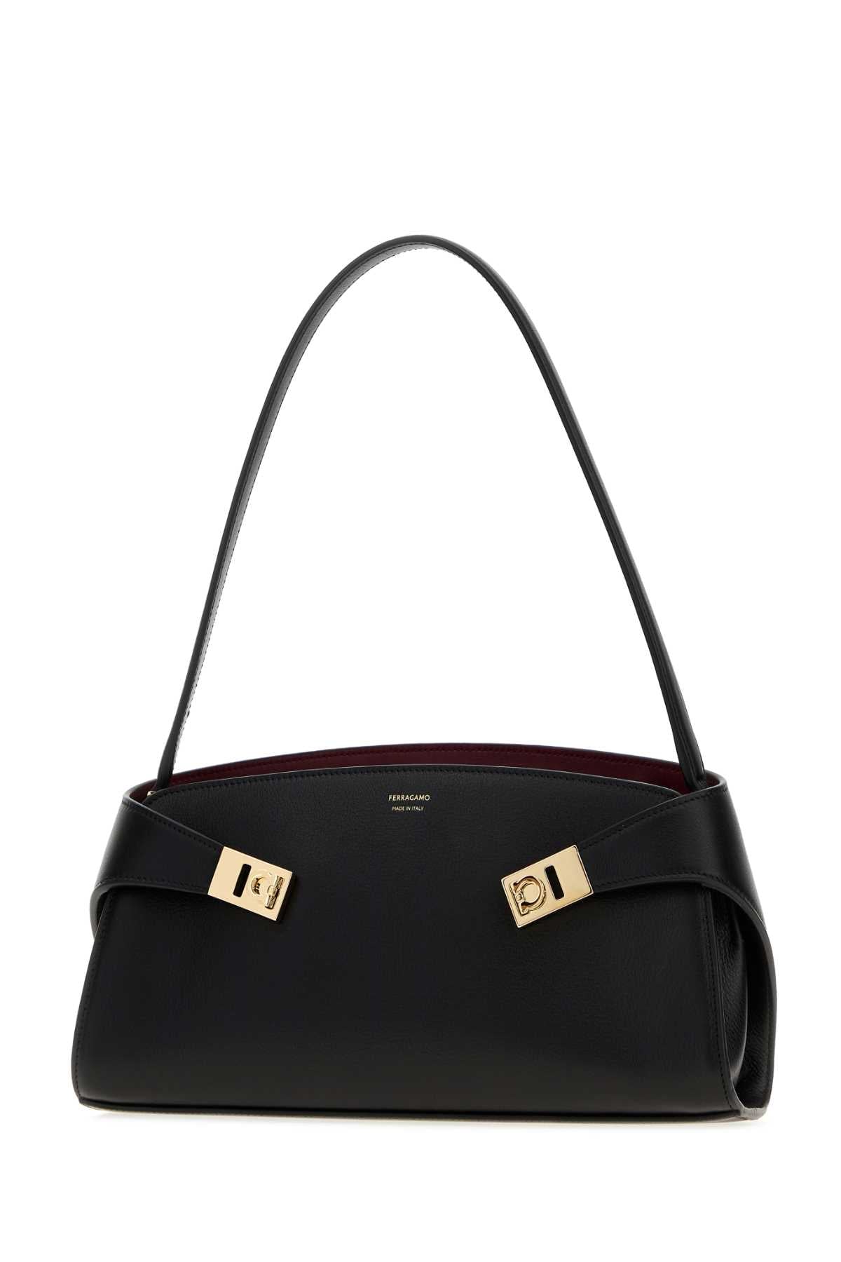 Salvatore Ferragamo Women Black Leather Hug Shoulder Bag FERRAGAMO