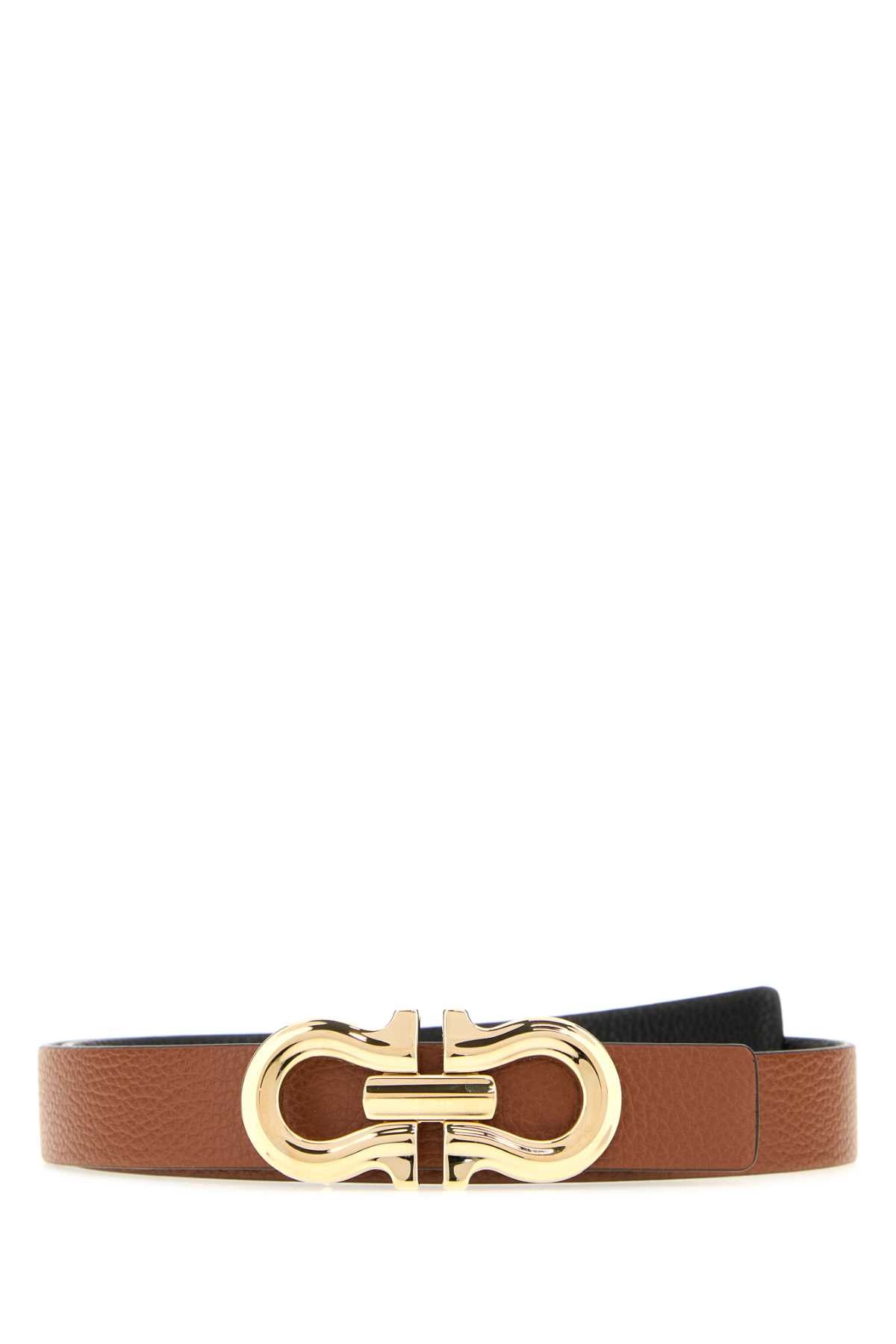 Salvatore Ferragamo Women Biscuit Leather Reversible Belt FERRAGAMO