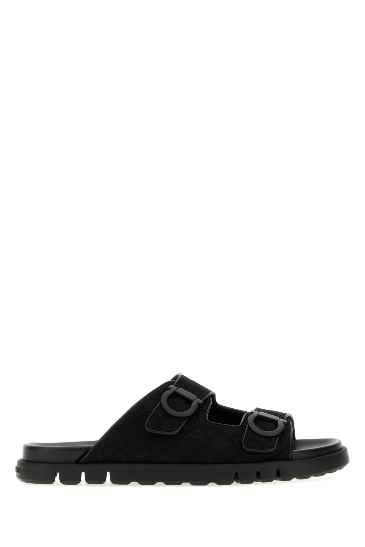Salvatore Ferragamo Men Black Jacquard Colly Slippers