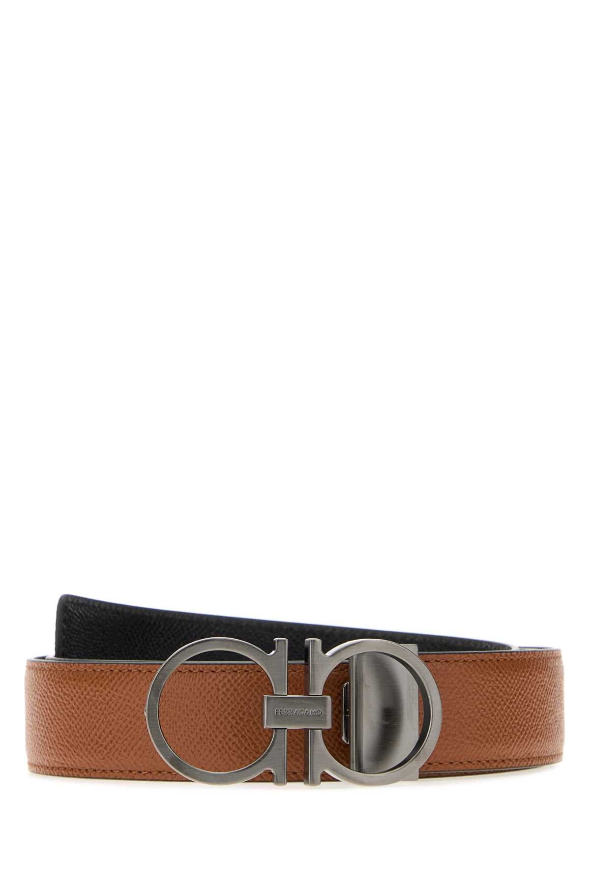 Salvatore Ferragamo Men Biscuit Leather Reversible Belt FERRAGAMO