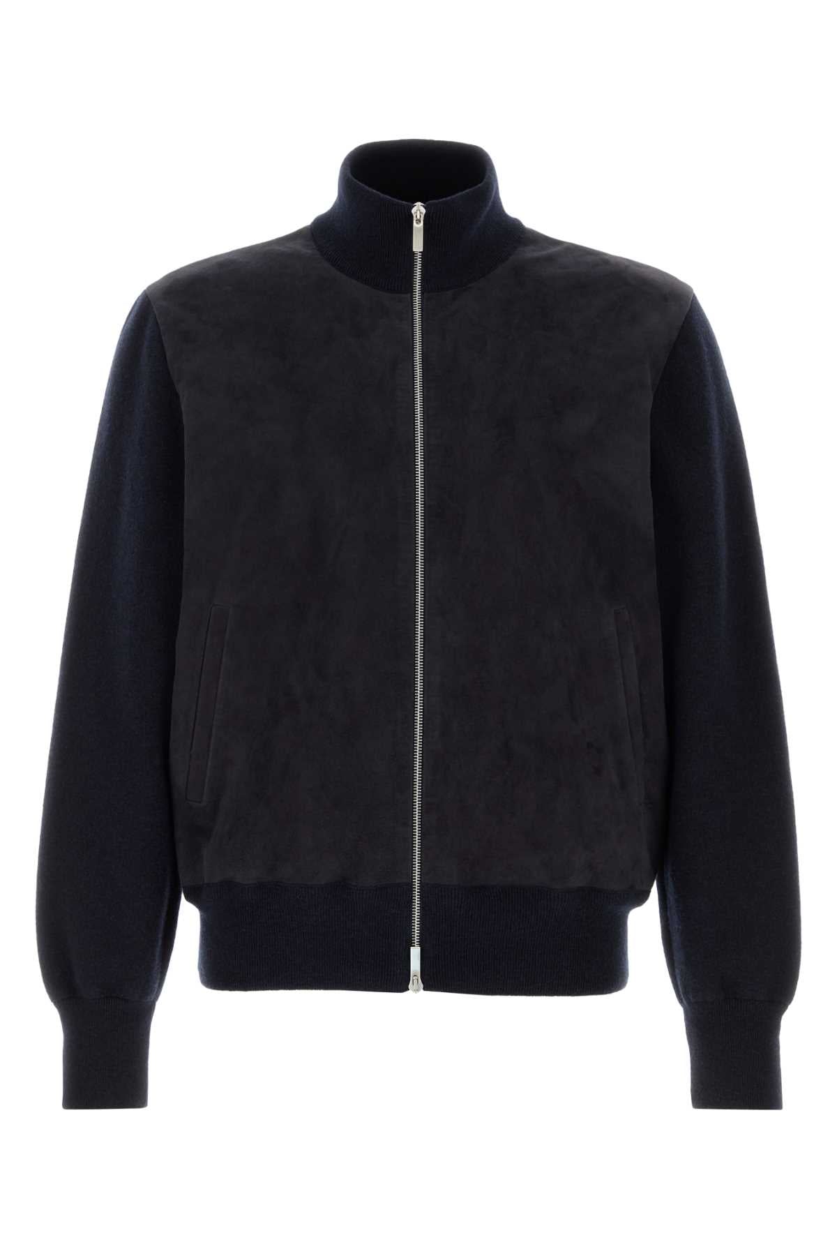 Salvatore Ferragamo Men Navy Blue Wool Cardigan FERRAGAMO