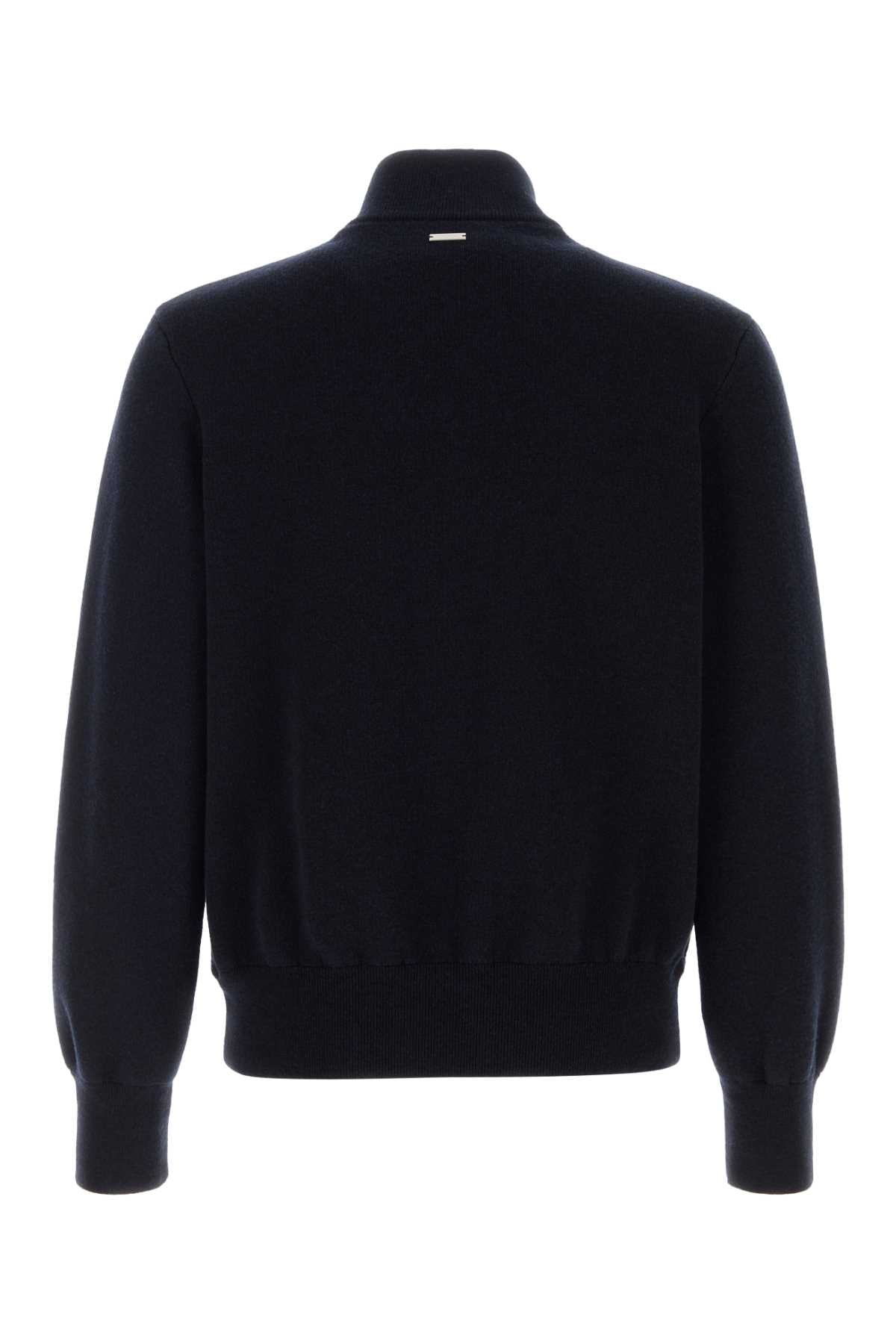 Salvatore Ferragamo Men Navy Blue Wool Cardigan FERRAGAMO