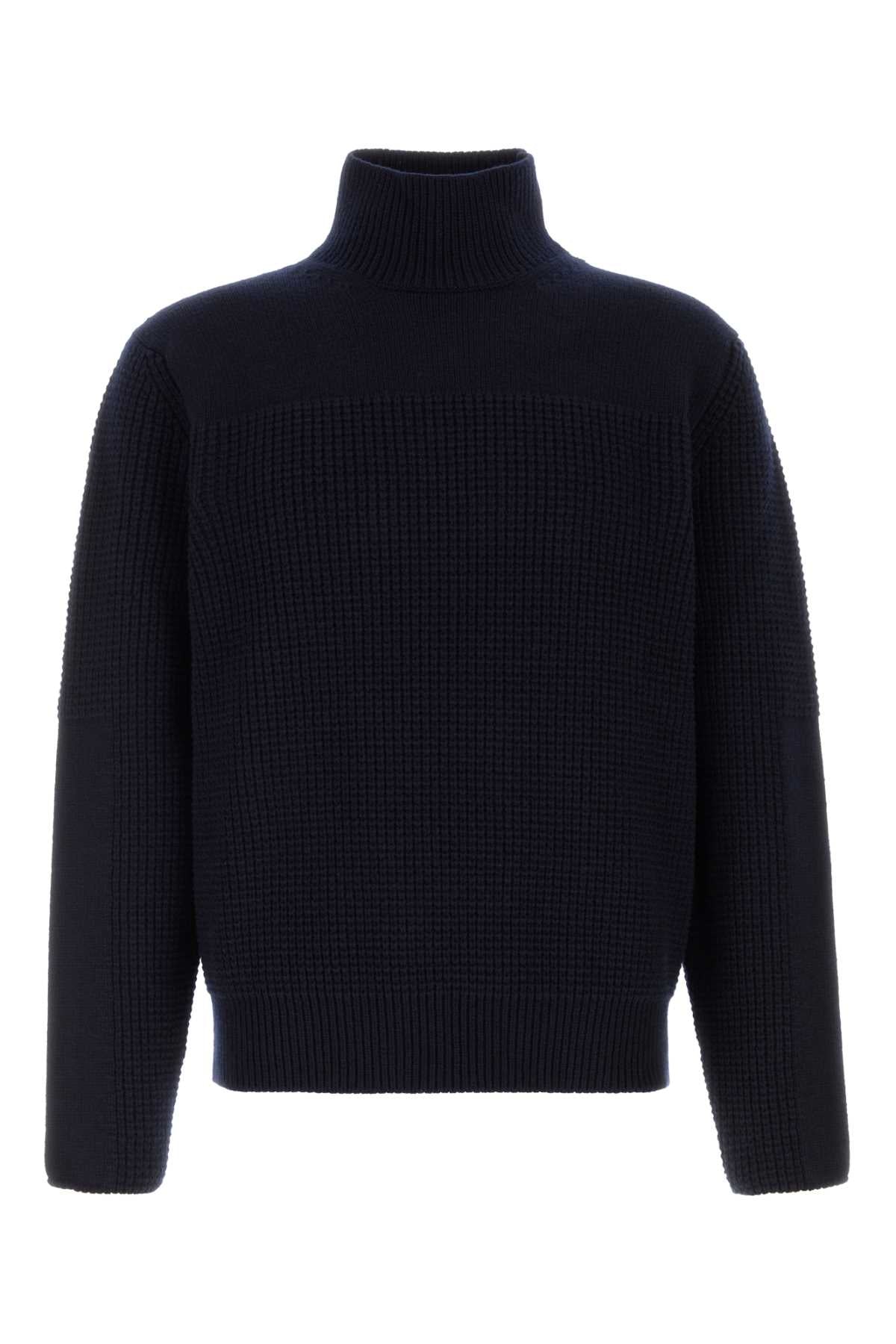Salvatore Ferragamo Men Navy Blue Wool Sweater FERRAGAMO
