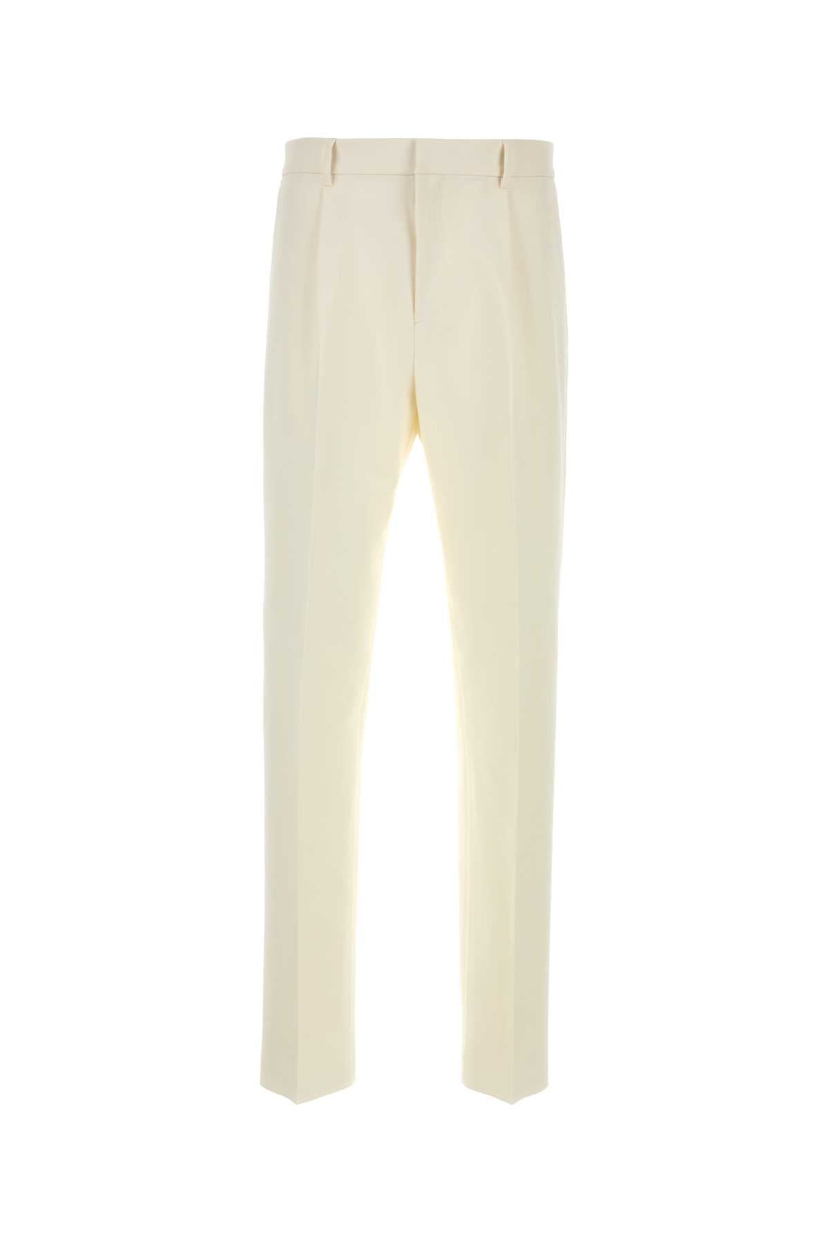 Salvatore Ferragamo Men Ivory Cotton Blend Pant FERRAGAMO