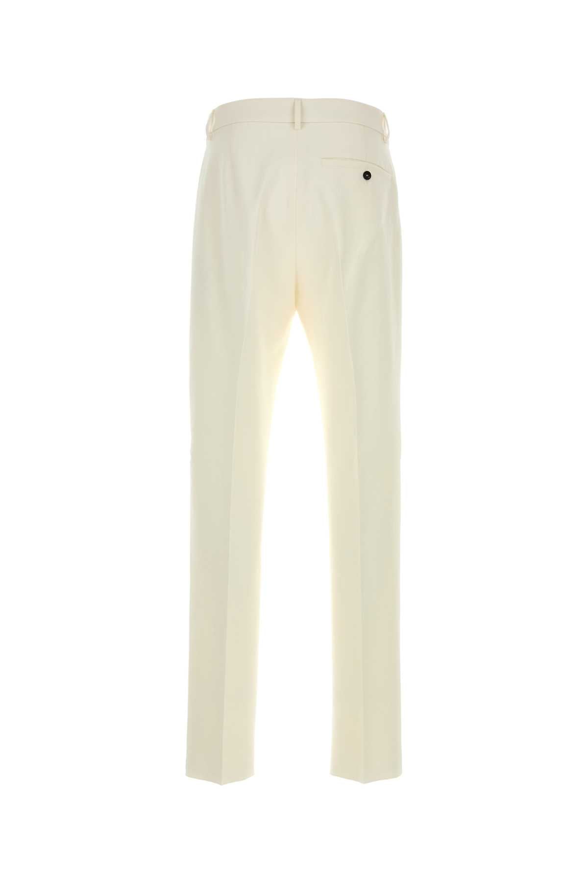 Salvatore Ferragamo Men Ivory Cotton Blend Pant FERRAGAMO