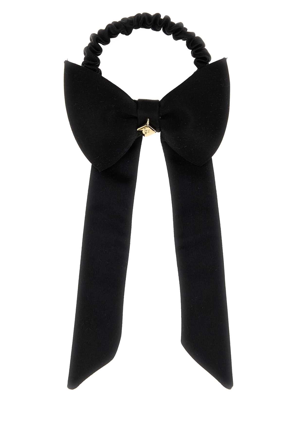 Salvatore Ferragamo Women Black Satin Scrunchie FERRAGAMO