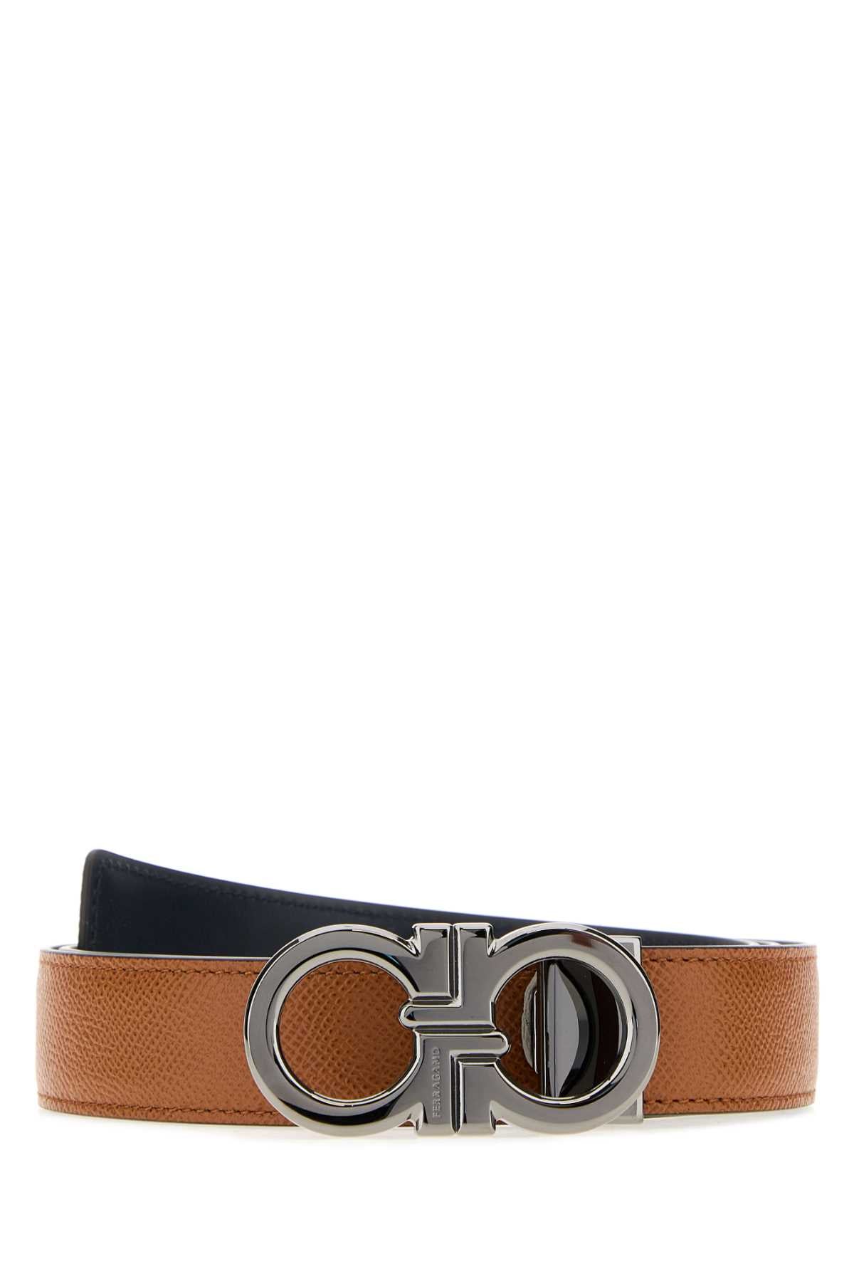 Salvatore Ferragamo Men Biscuit Leather Reversible Belt FERRAGAMO