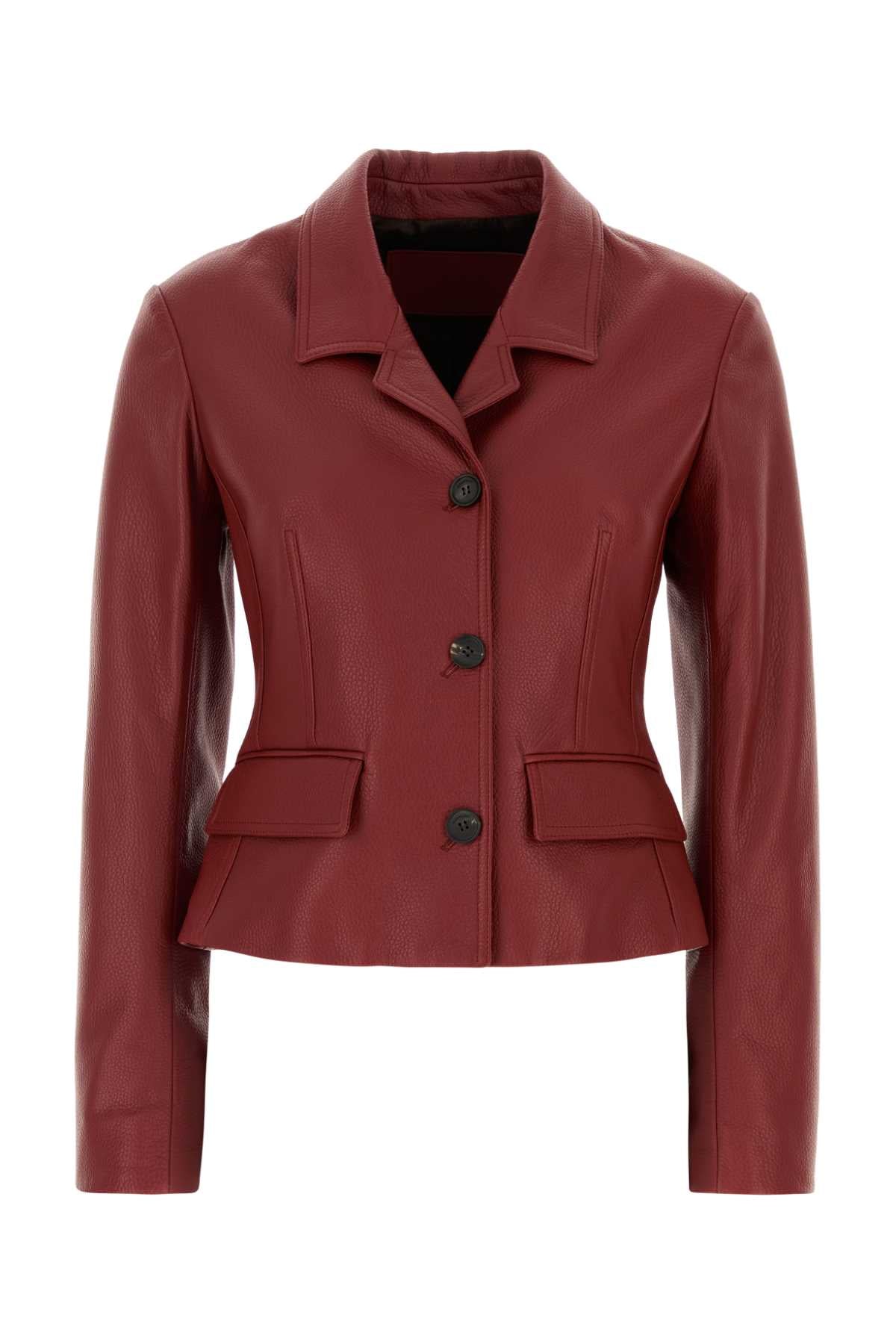 Salvatore Ferragamo Women Red Leather Jacket FERRAGAMO