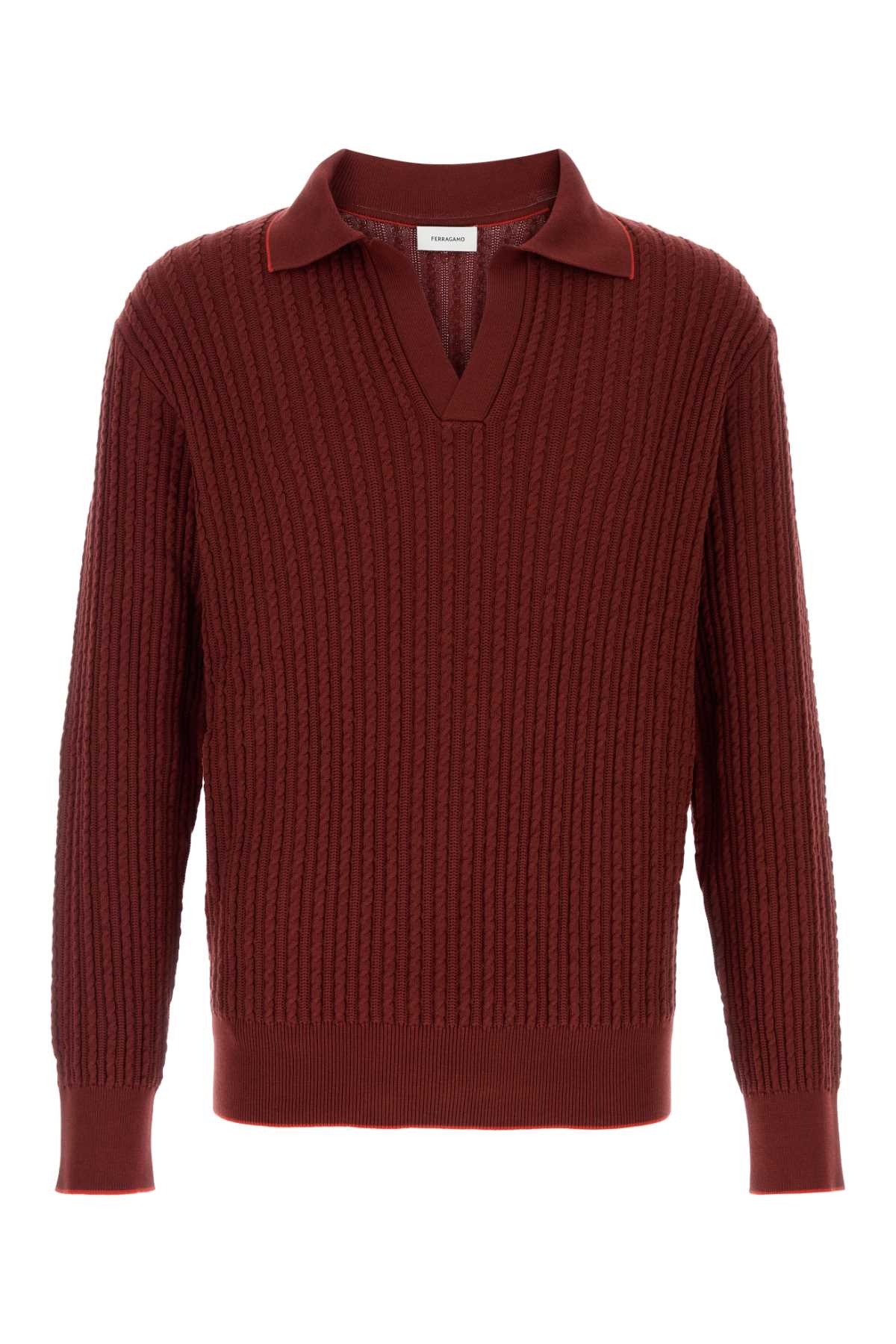 Salvatore Ferragamo Men Red Cotton Blend Sweater FERRAGAMO