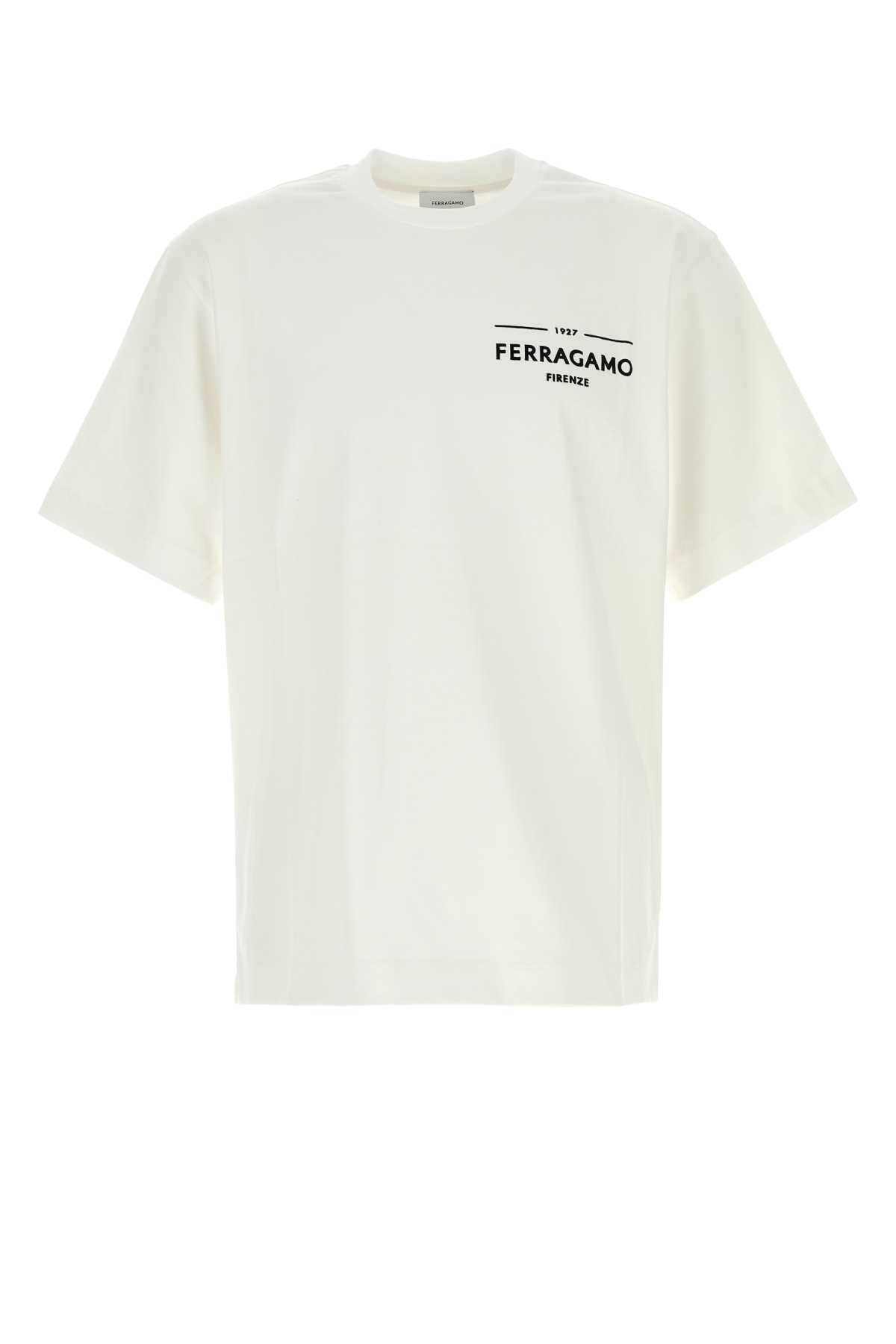 Salvatore Ferragamo Men White Cotton T-Shirt FERRAGAMO