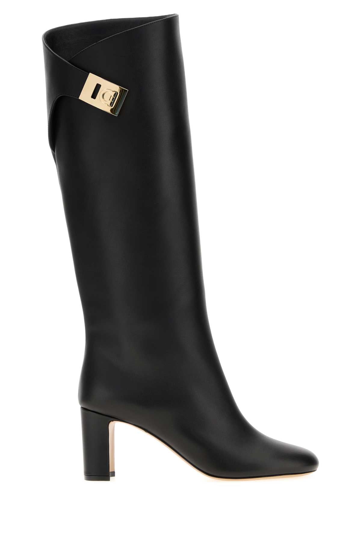 Salvatore Ferragamo Women Black Leather Elli Boots FERRAGAMO
