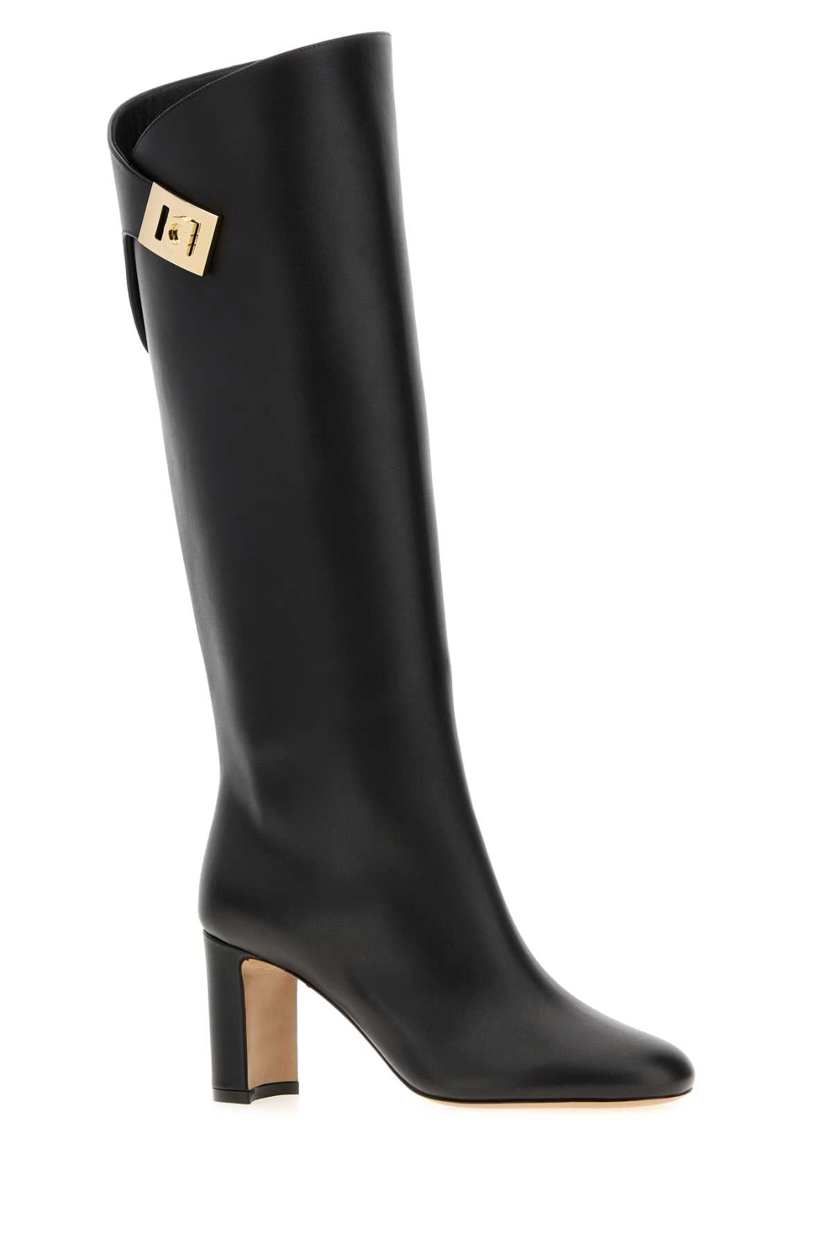 Salvatore Ferragamo Women Black Leather Elli Boots FERRAGAMO