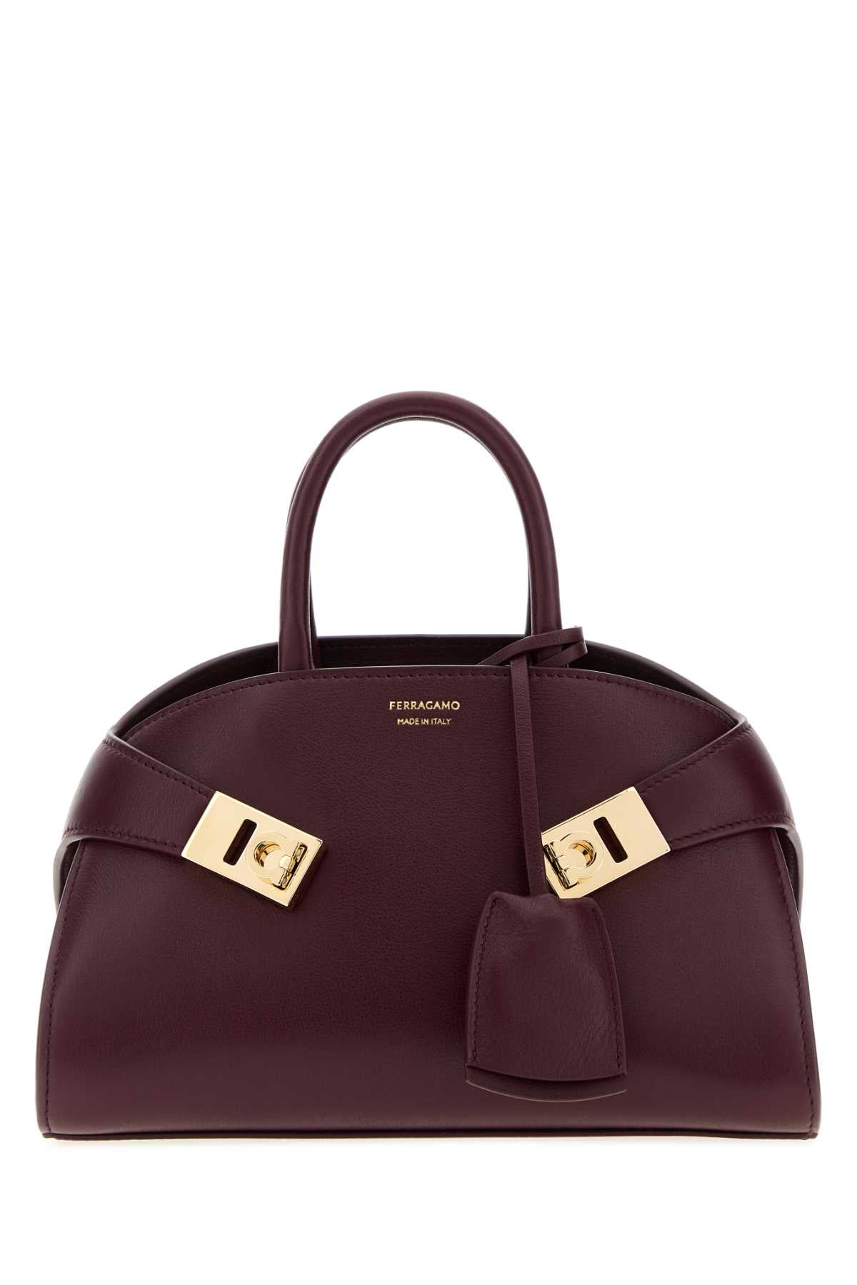 Salvatore Ferragamo Women Aubergine Leather Mini Hug Handbag FERRAGAMO
