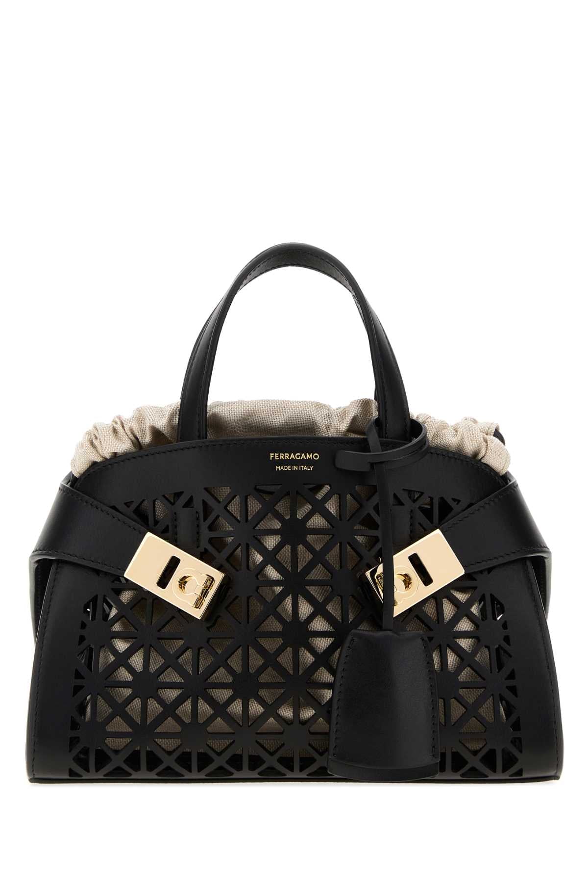 Salvatore Ferragamo Women Black Leather Mini Hug Handbag FERRAGAMO