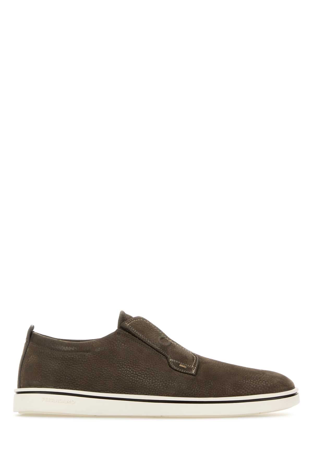Salvatore Ferragamo Men Mud Suede Alfie Slip Ons FERRAGAMO