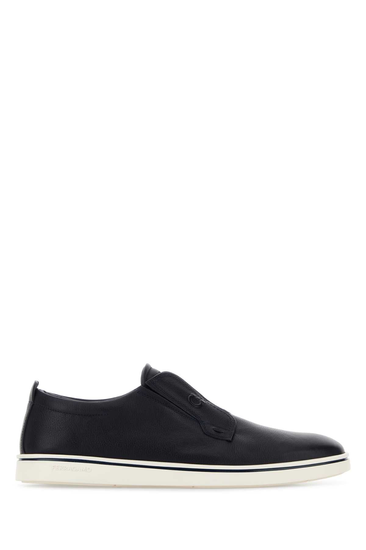 Salvatore Ferragamo Men Black Leather Alfie Slip Ons FERRAGAMO