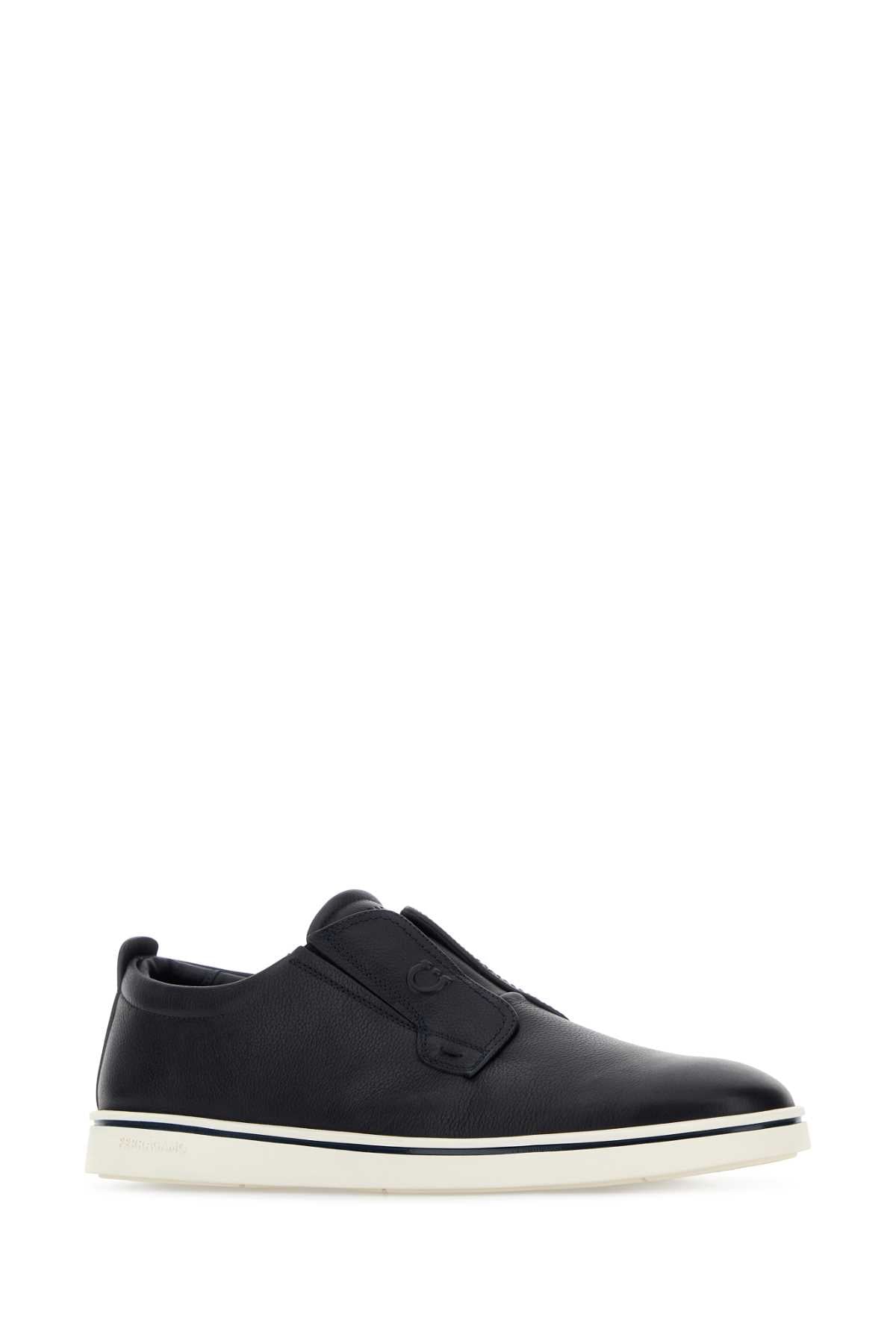 Salvatore Ferragamo Men Black Leather Alfie Slip Ons FERRAGAMO