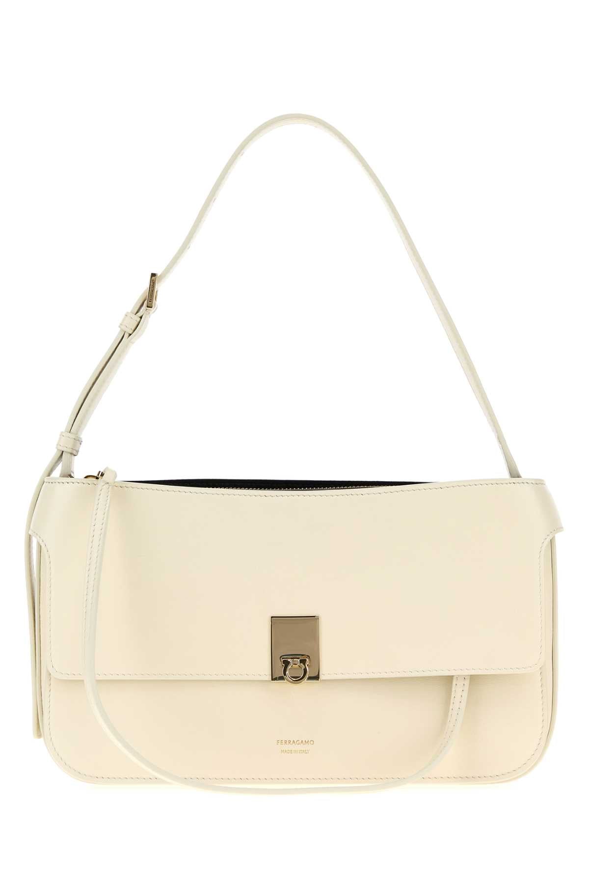 Salvatore Ferragamo Women Ivory Leather Cara Crossbody Bag FERRAGAMO