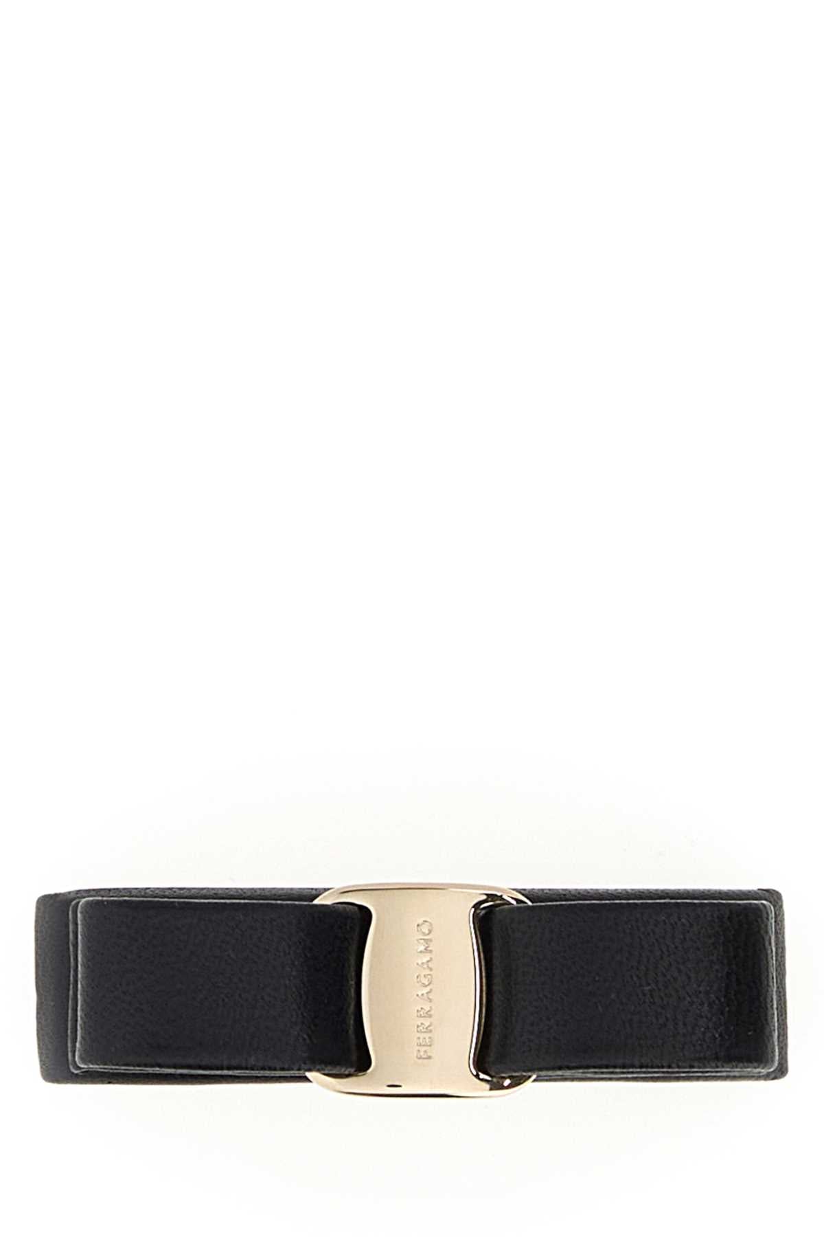 Salvatore Ferragamo Women Black Leather Hair Clip FERRAGAMO