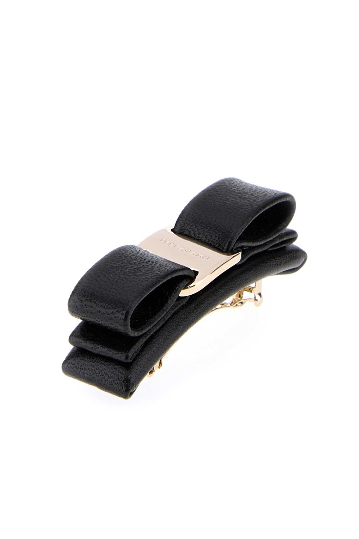 Salvatore Ferragamo Women Black Leather Hair Clip FERRAGAMO